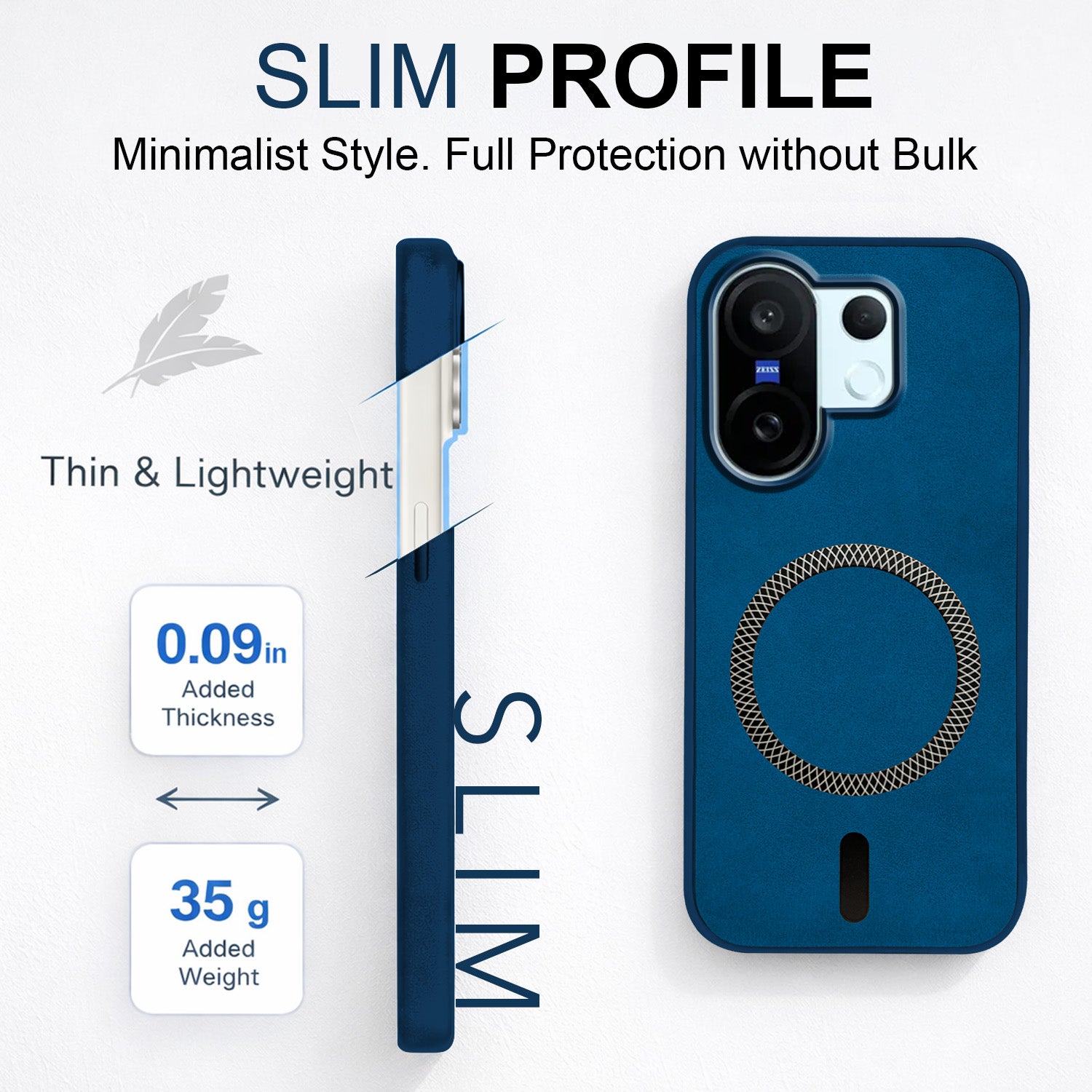 For Vivo X200 FE Back Cover Case Leather Finish (MagSafe Compatible Wireless Charging | Soft Touch | Camera Bump Protection)