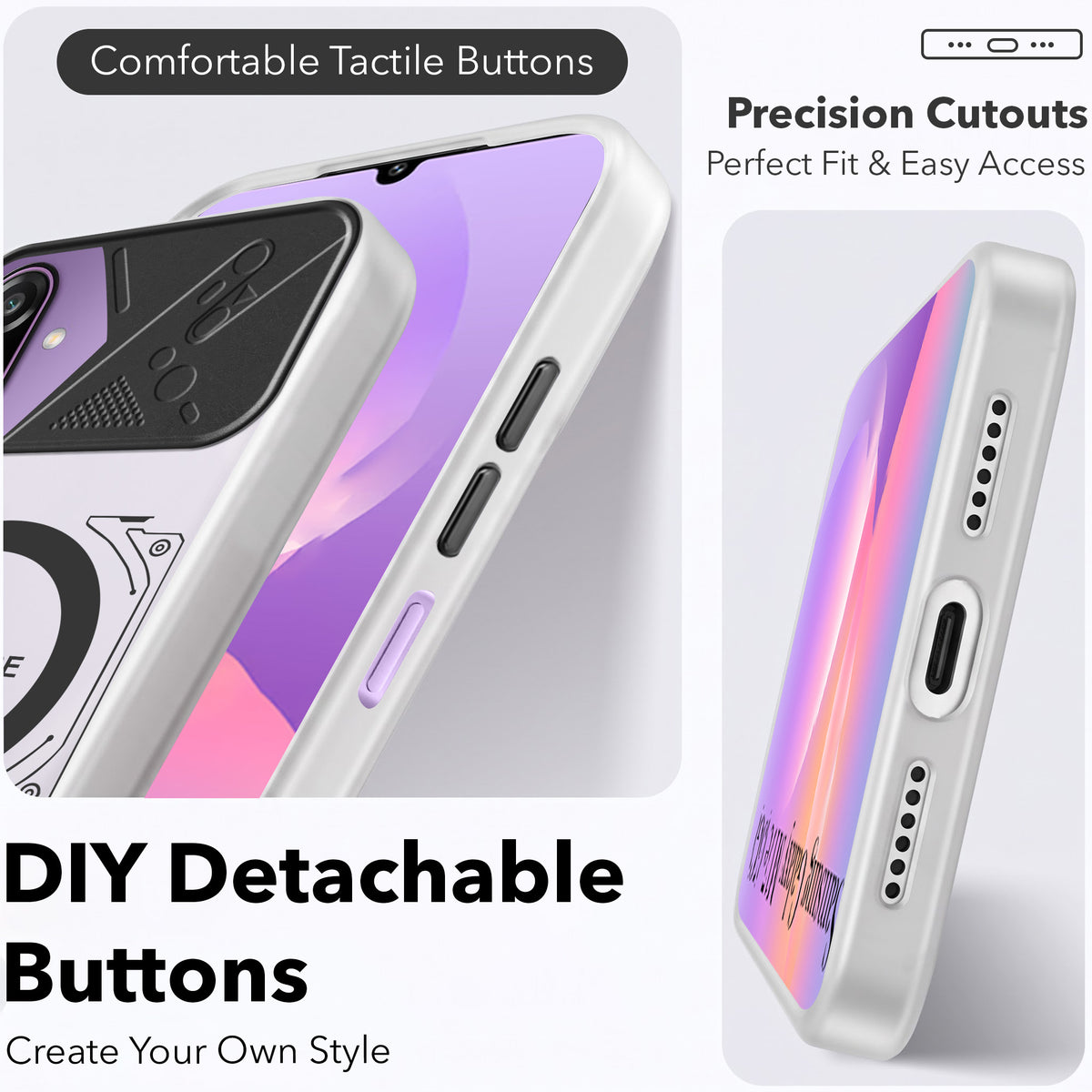 For Samsung Galaxy M17e Metallic Back Cover Case (Metallic Camera Protection & Buttons | Translucent Milky Shade | Hard Polycarbonate)