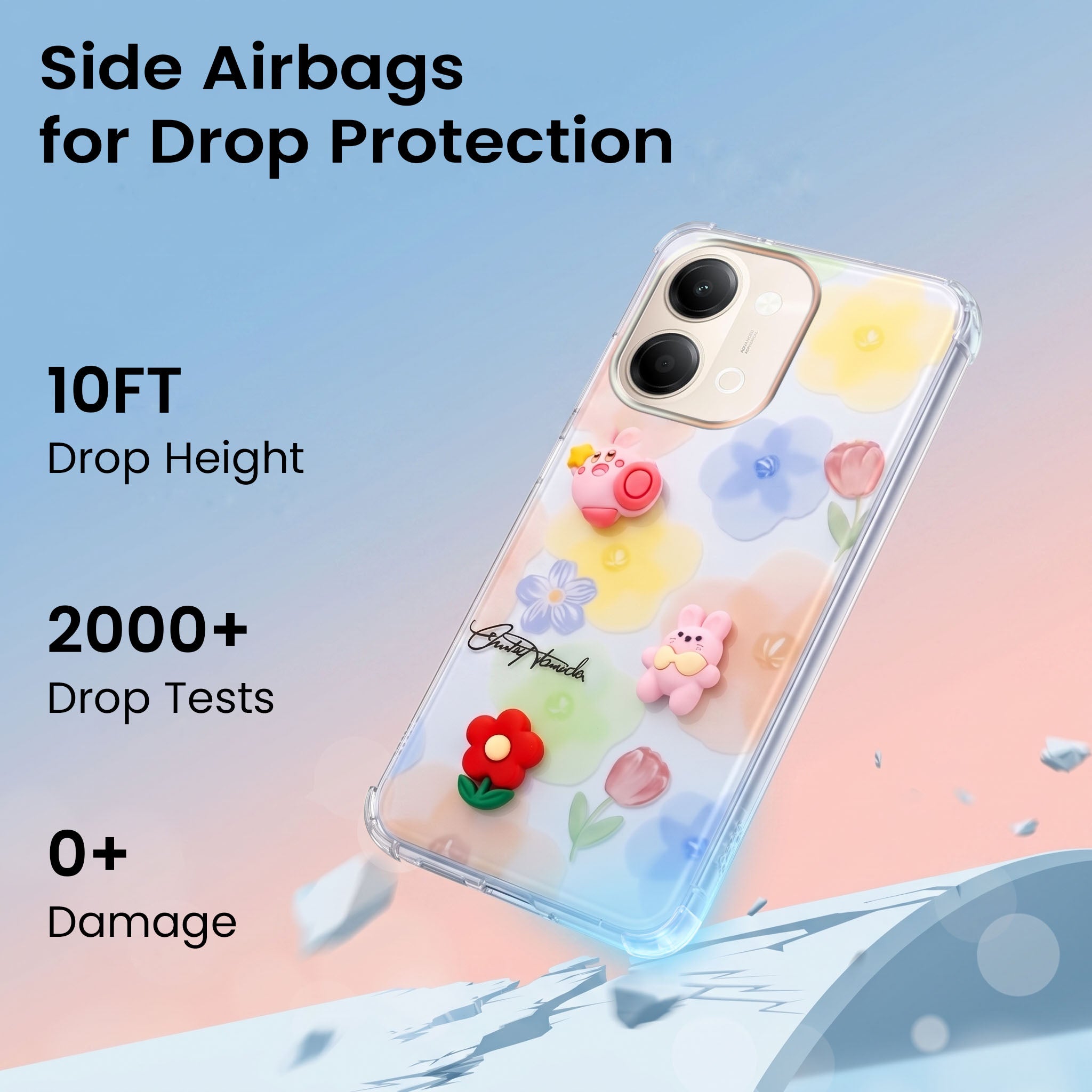 For Vivo Y05 4G Back Cover Case (3D Cute Cartoons | Hard Back Side Soft | Matte Premium Finish | HD Printing)