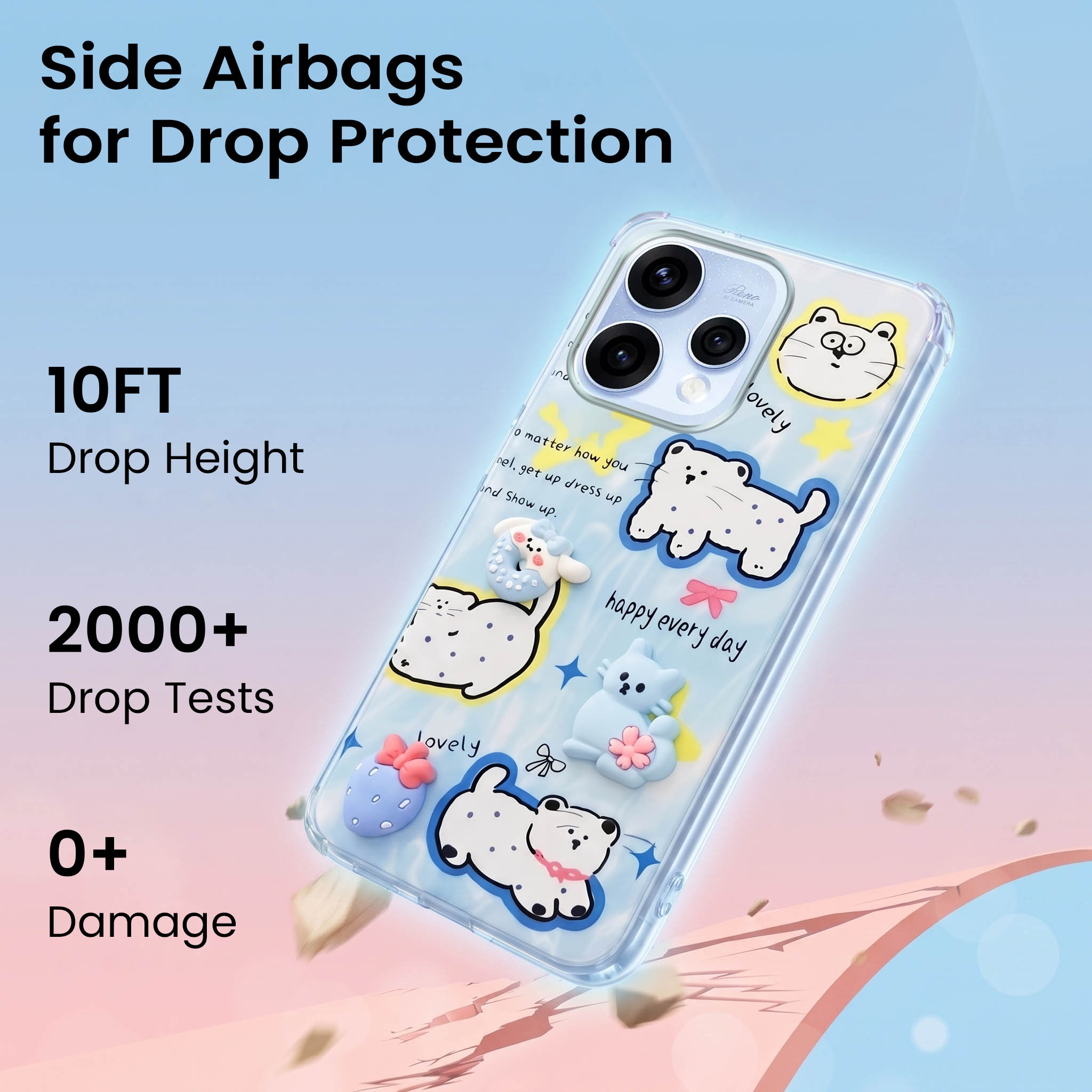 For Oppo Reno15 5G | Oppo Reno 15 5G Back Cover Case (3D Cute Cartoons | Hard Back Side Soft | Matte Premium Finish | HD Printing)