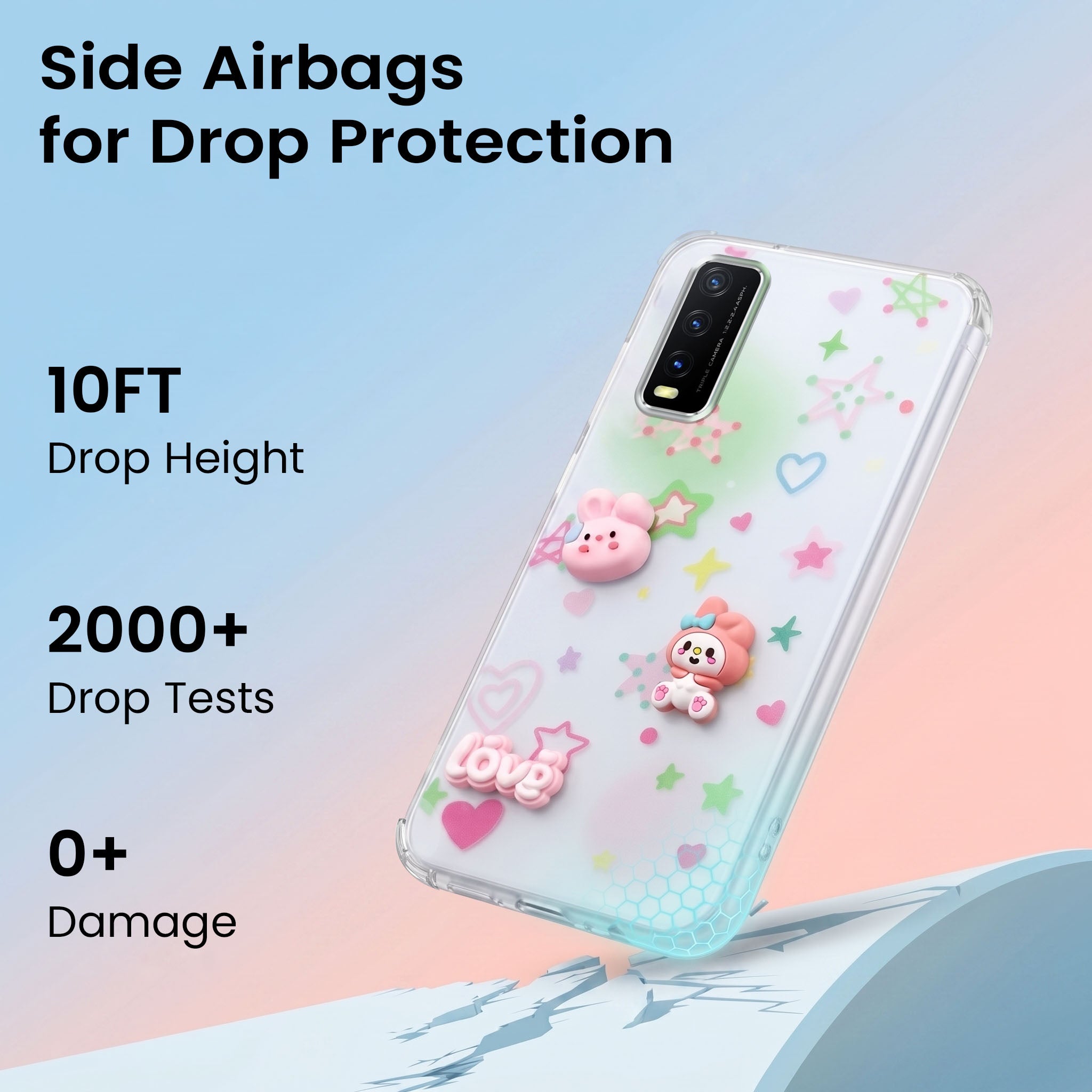 For Vivo Y20 | Y20i Back Cover Case (3D Cute Cartoons | Hard Back Side Soft | Matte Premium Finish | HD Printing)
