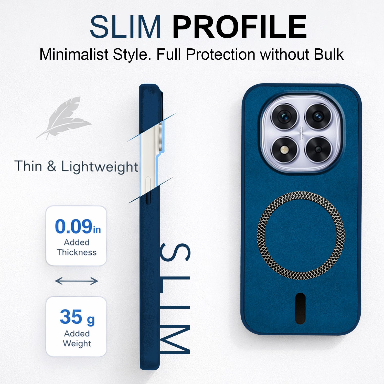 For Redmi Note 14 Pro Back Cover Case Leather Finish (MagSafe Compatible Wireless Charging | Soft Touch | Camera Bump Protection)