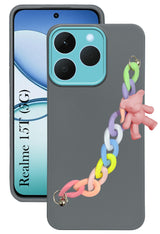For Realme 15T Back Cover Case (Wrist Hanging Chain | Teddy Bracelet Charms | Dual Color Matte Finish | Full Camera Protection | Sleek and Professional)