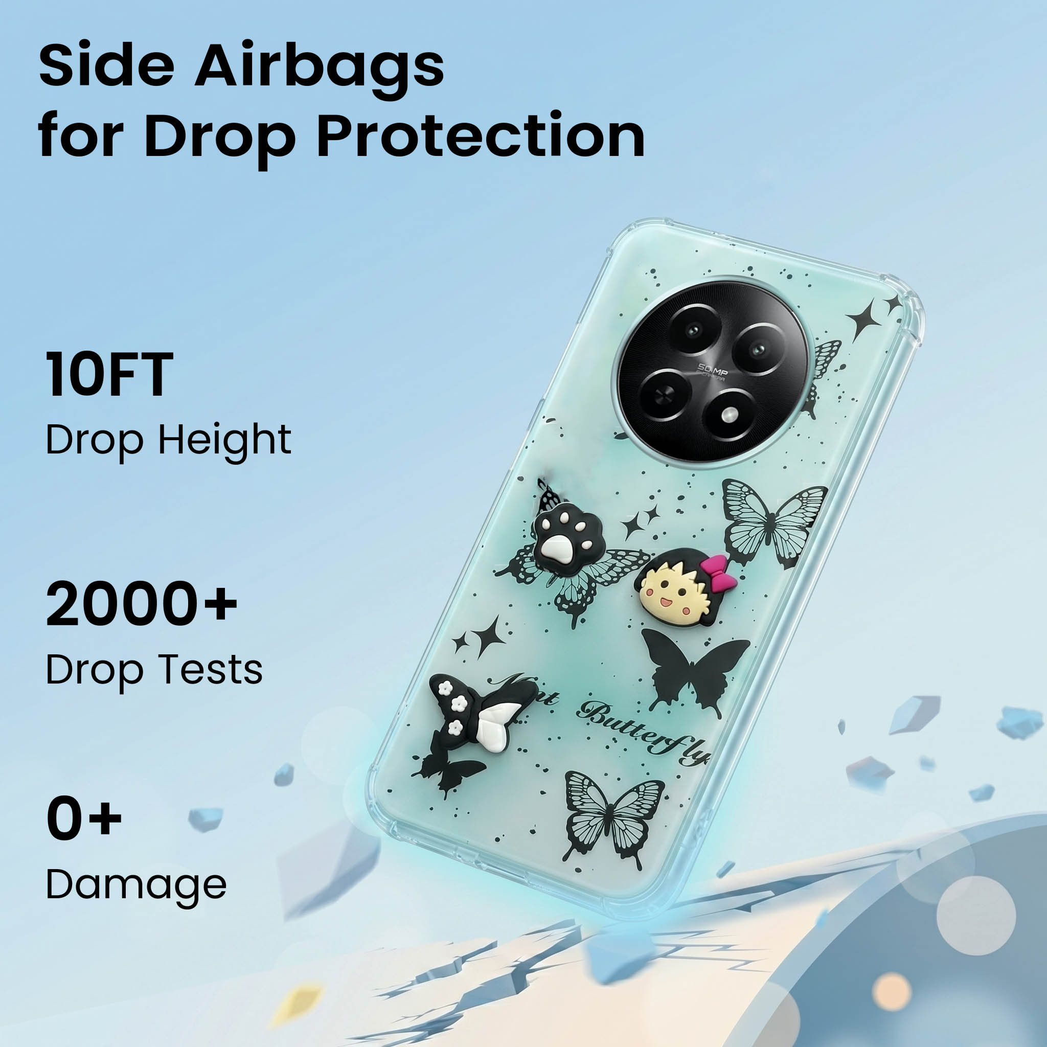 For Realme 12 | Realme 12X Back Cover Case (3D Cute Cartoons | Hard Back Side Soft | Matte Premium Finish | HD Printing)
