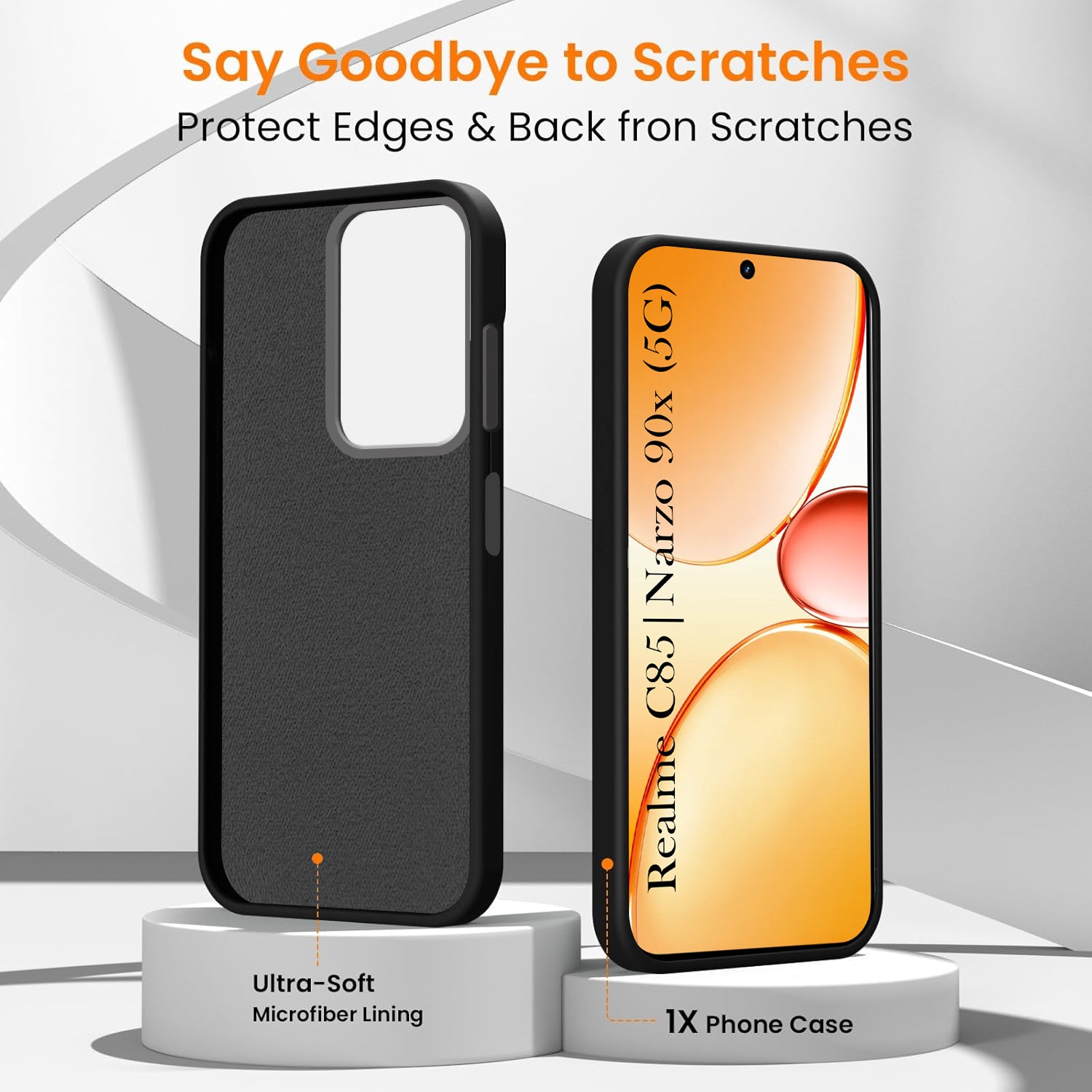 For Realme C85 5G | Realme Narzo 90x Back Cover Case Rubberised (Textured Grip Design | Micro-Fiber Cloth Inside | Slim and Light Weight | Soft Touch and Feel)
