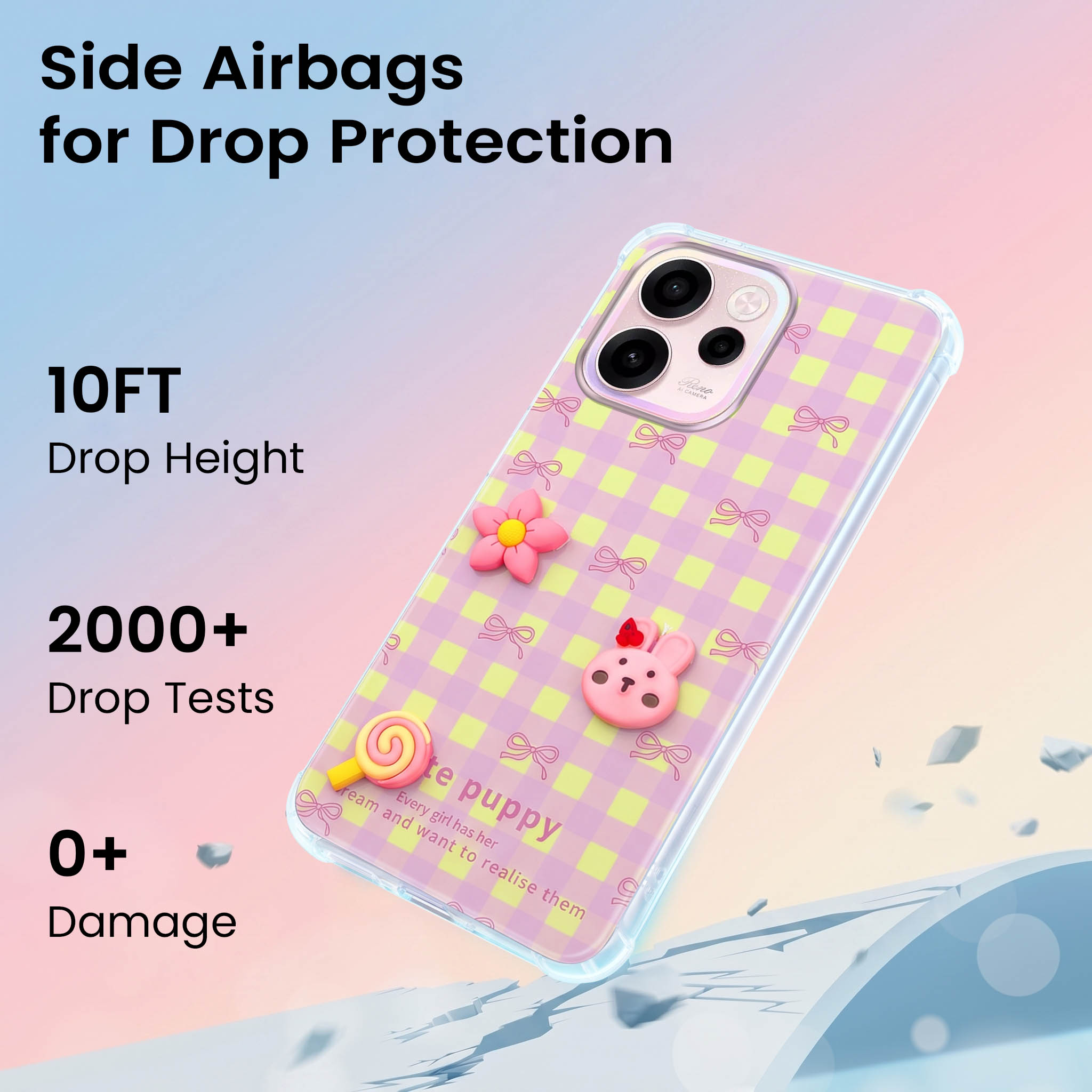 For Oppo Reno 15c Back Cover Case (3D Cute Cartoons | Hard Back Side Soft | Matte Premium Finish | HD Printing)