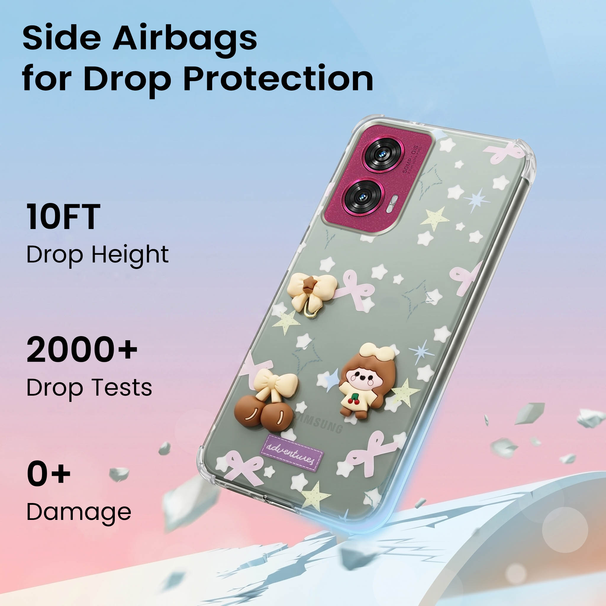 For Motorola Moto Edge 50 Fusion Back Cover Case (3D Cute Cartoons | Hard Back Side Soft | Matte Premium Finish | HD Printing)