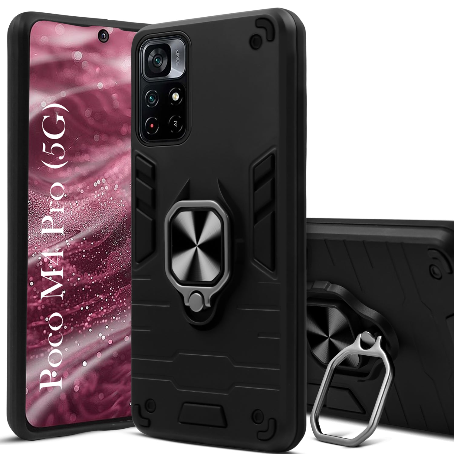 For Poco M4 Pro 5G Back Cover Case (Shockproof Polycarbonate Dual Layer Hybrid Armor)