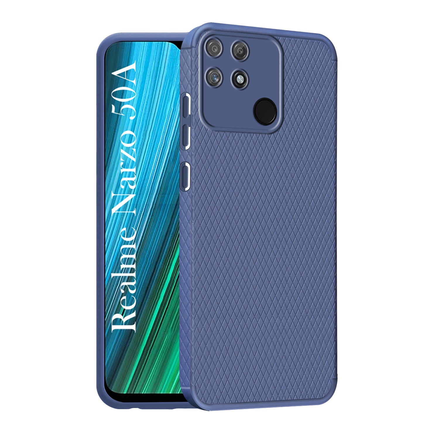 For Realme Narzo 50A Back Cover Case Liquid Silicone (Camera Protection | Side Grip Texture | Soft and Flexible)