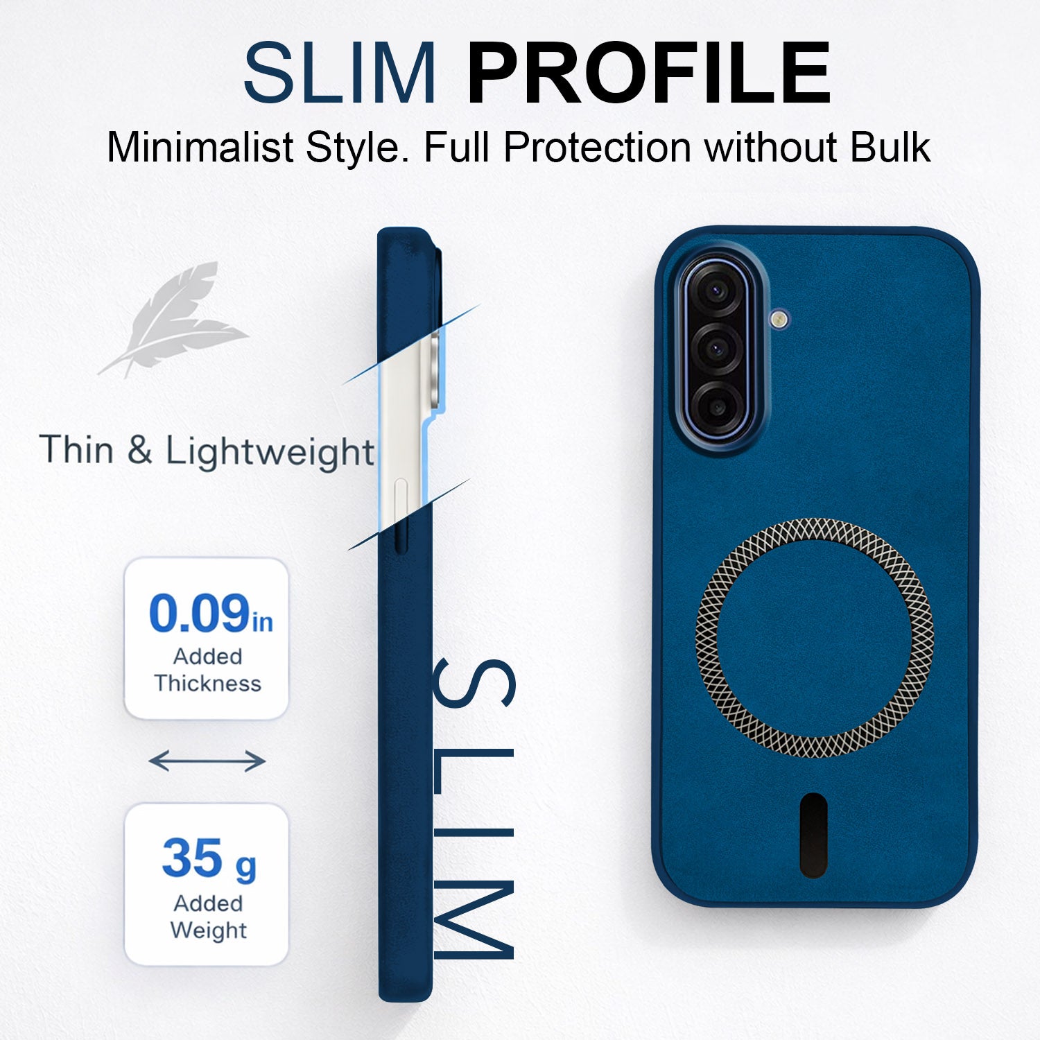 For Samsung Galaxy A17 | Samsung F17 | Samsung M17 5G Back Cover Case Leather Finish (MagSafe Compatible Wireless Charging | Soft Touch | Camera Bump Protection)