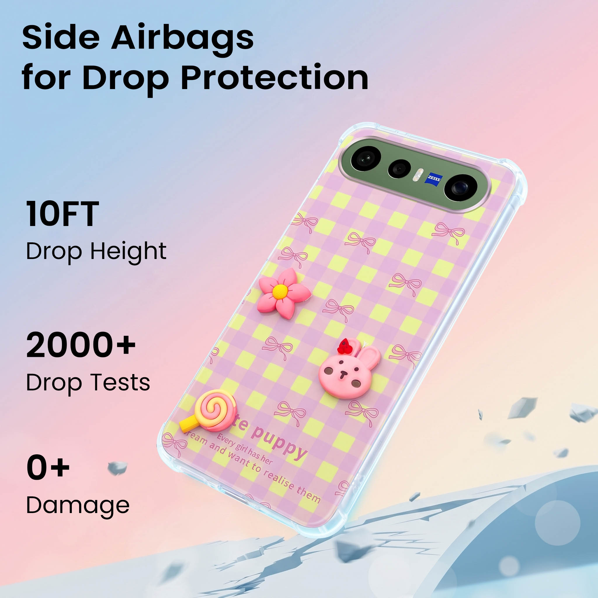 For Vivo X300 FE Back Cover Case (3D Cute Cartoons | Hard Back Side Soft | Matte Premium Finish | HD Printing)