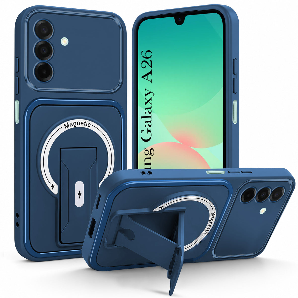 For Samsung Galaxy A26 5G Back Case Cover Metallic (Hybrid Armor Kickstand | MagSafe Compatible | Camera Protection Shockproof)