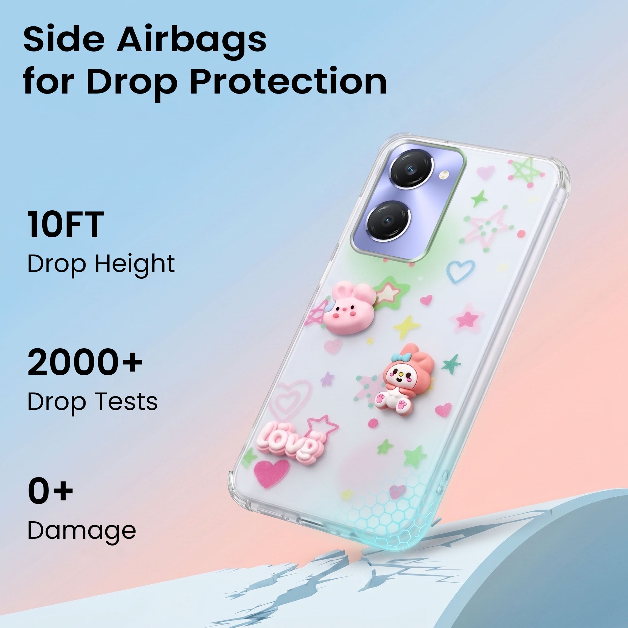For Vivo Y28s 5G | Vivo T3 Lite 5G Back Cover Case (3D Cute Cartoons | Hard Back Side Soft | Matte Premium Finish | HD Printing)
