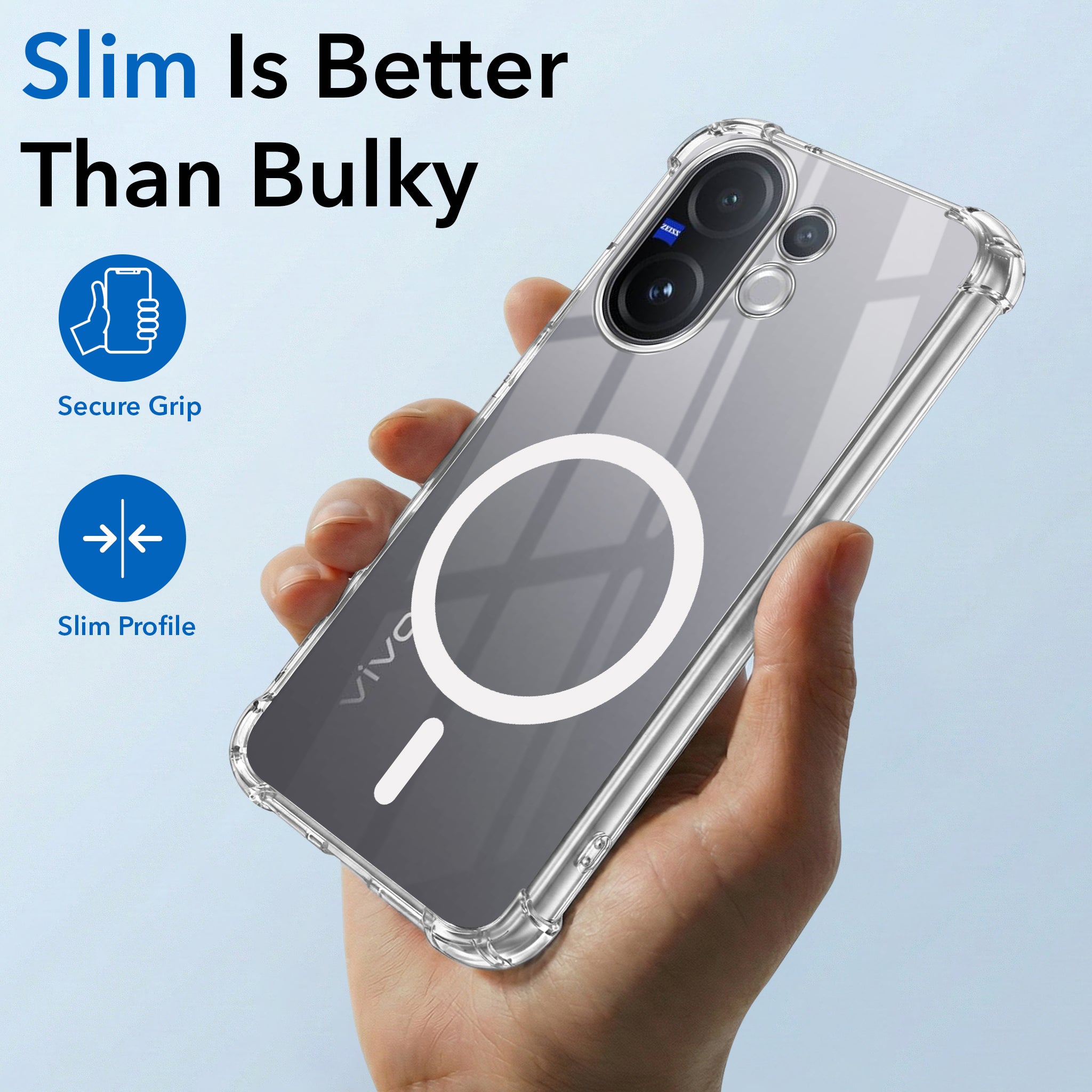 For Vivo V60 | Vivo T4 Pro Back Cover Shockproof Crystal-Clear (Magsafe Wireless Support | Drop & Camera Protection | Hard Polycarbonate)