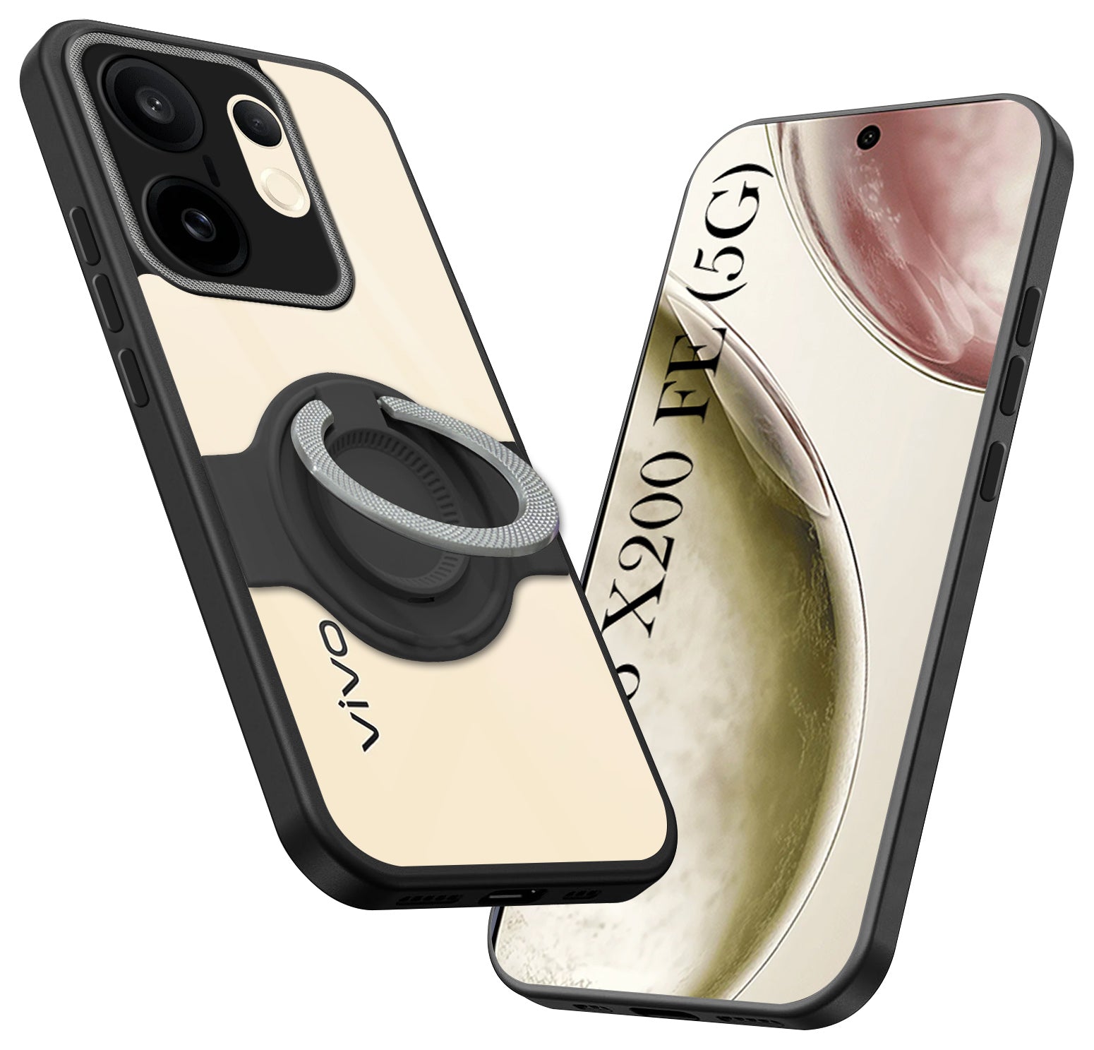 For Vivo X200 FE Back Cover Case with stand (Built-in Ring Holder Kickstand | Lifetime Anti Yellow | Camera Protection)