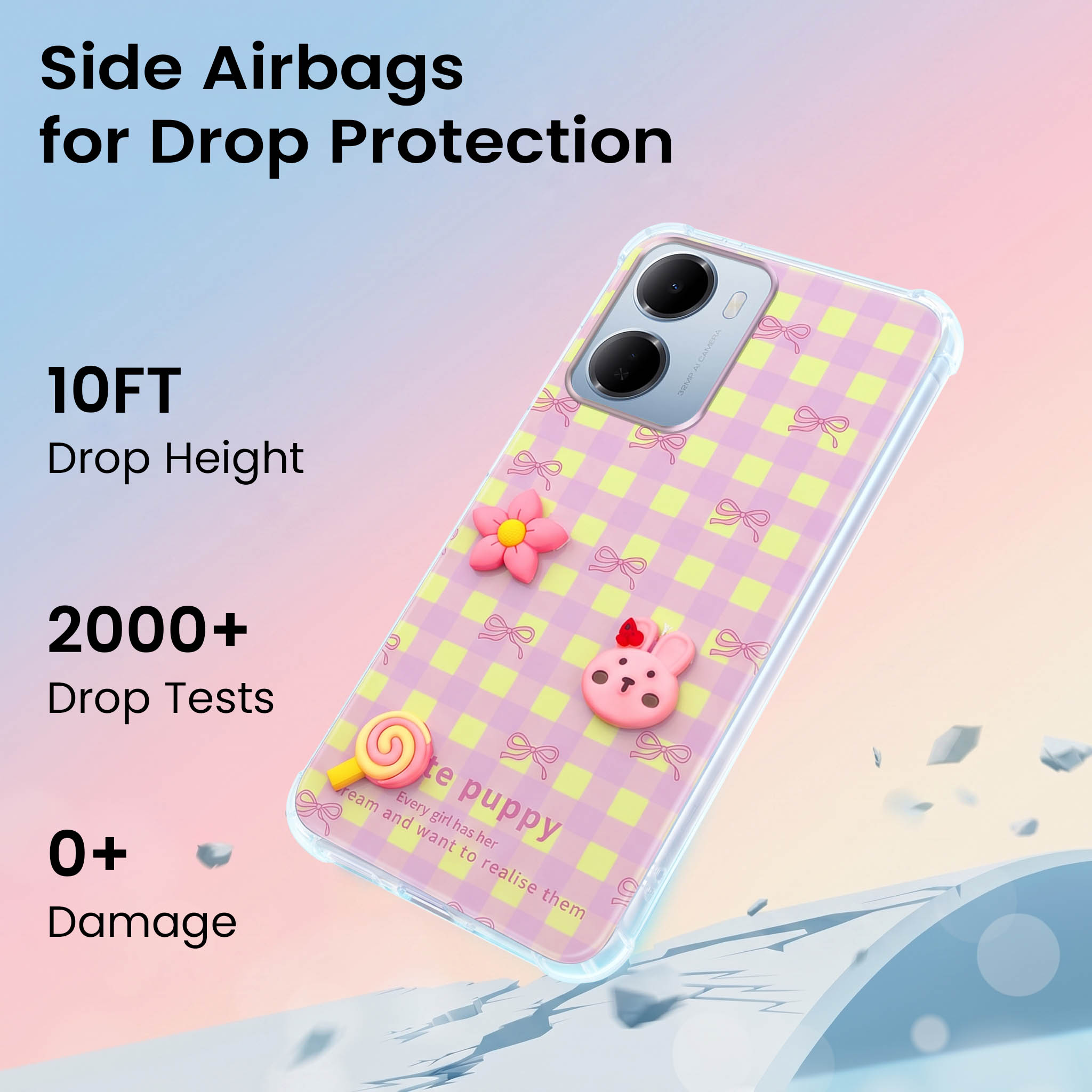 For Redmi 15A 5G Back Cover Case (3D Cute Cartoons | Hard Back Side Soft | Matte Premium Finish | HD Printing)