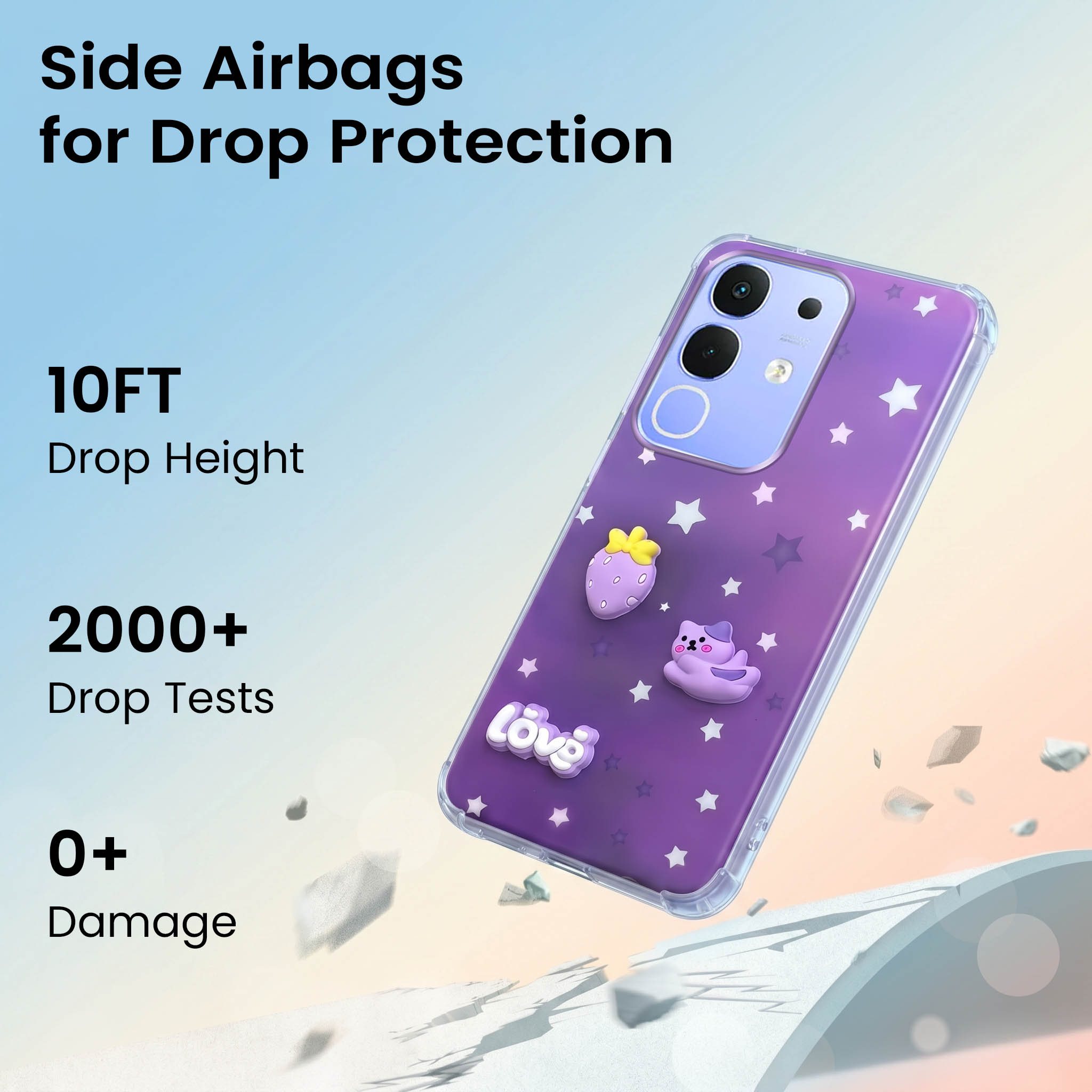 For Vivo iQOO Z10x Back Cover Case (3D Cute Cartoons | Hard Back Side Soft | Matte Premium Finish | HD Printing)