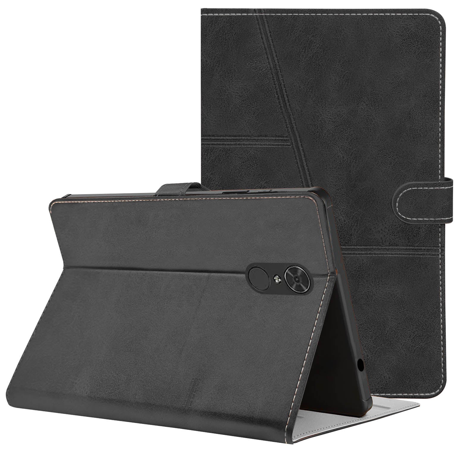 For Flip Cover Folio Case Lenovo Tab V7 (PB-6505M, PB-6505MC) 8 Inch (PU Leather | Multi-Angle Smart Stand | Card Storage Slots | Silicone Back Pouch)
