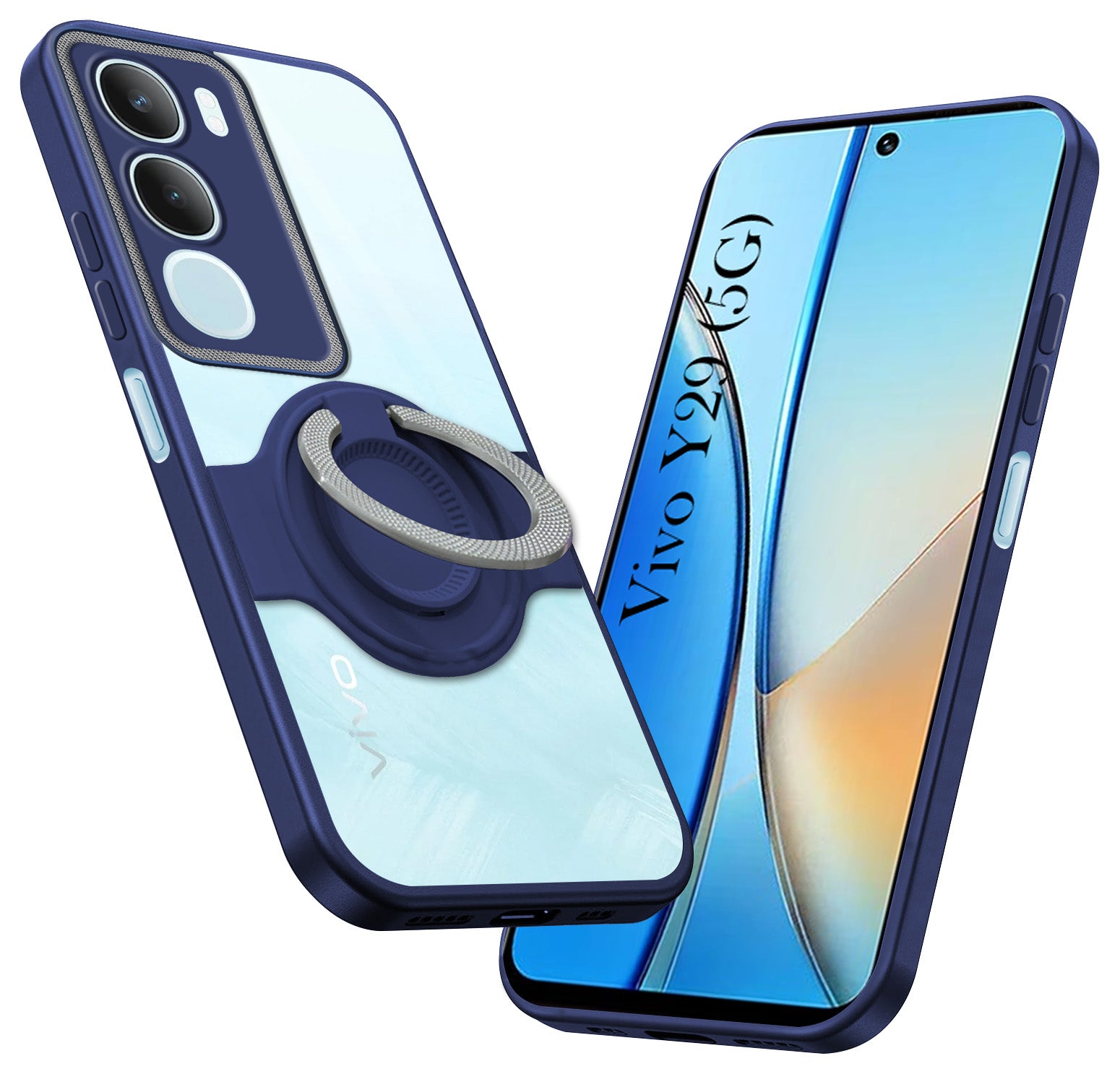 For Vivo Y29 Back Cover Case with stand (Built-in Ring Holder Kickstand | Lifetime Anti Yellow | Camera Protection)