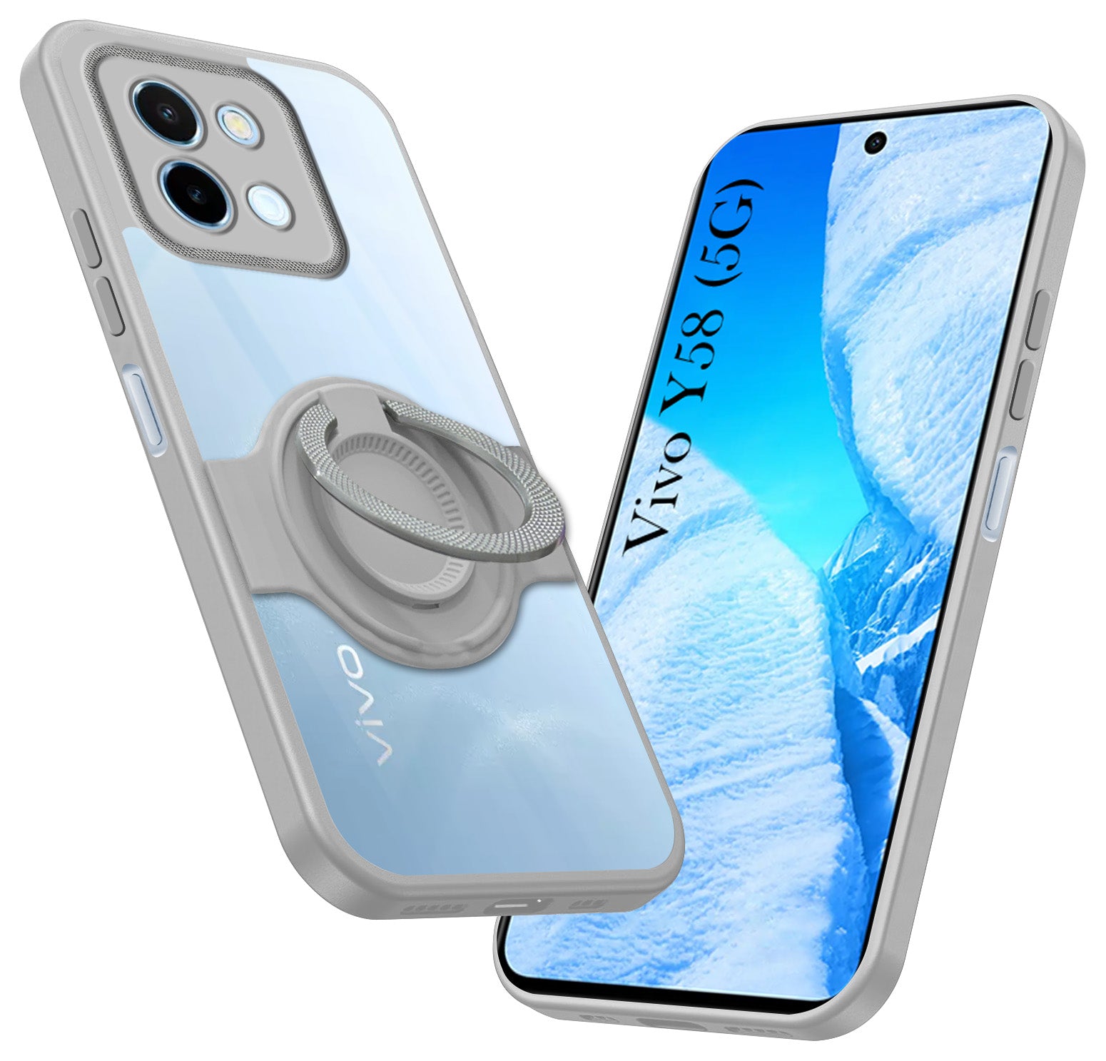 For Vivo Y58 5G Back Cover Case with stand (Built-in Ring Holder Kickstand | Lifetime Anti Yellow | Camera Protection)