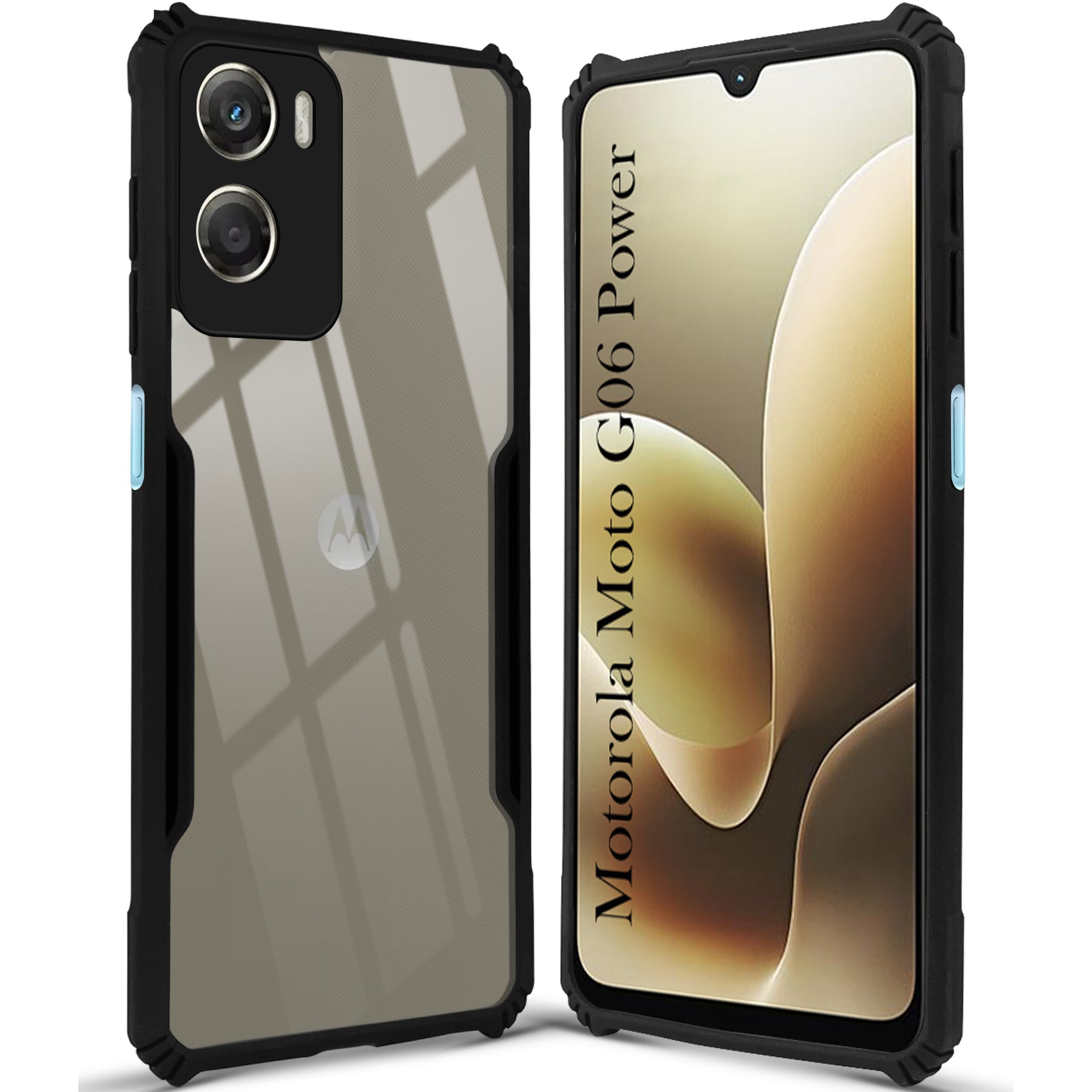For Motorola Moto G06 Power Back Cover Case Hybrid (Shockproof with Polycarbonate Clear Panel | Professional Black)