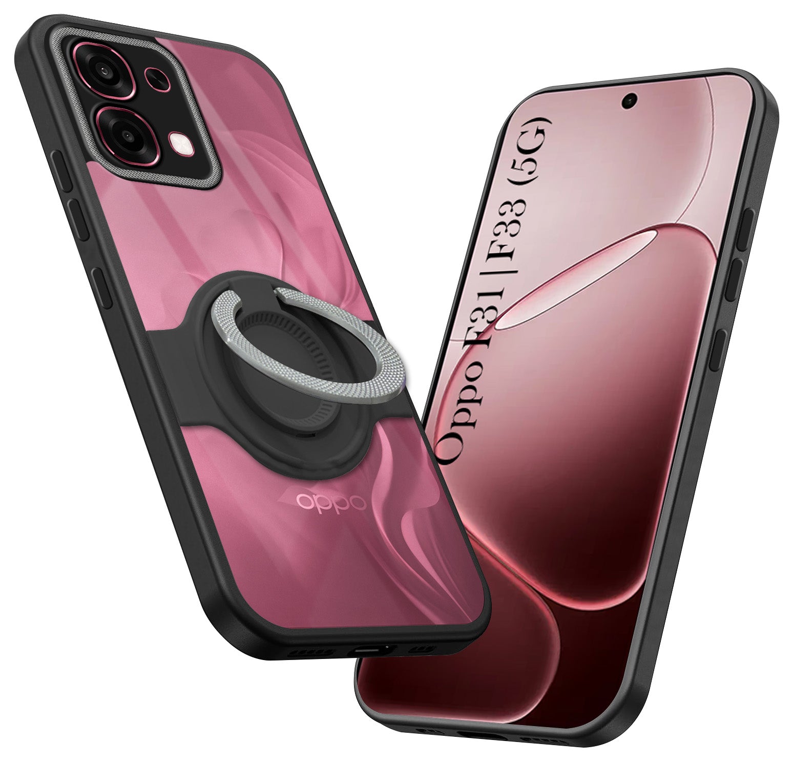 For Oppo F31 5G | Oppo F33 5G Back Cover Case with stand (Built-in Ring Holder Kickstand | Lifetime Anti Yellow | Camera Protection)