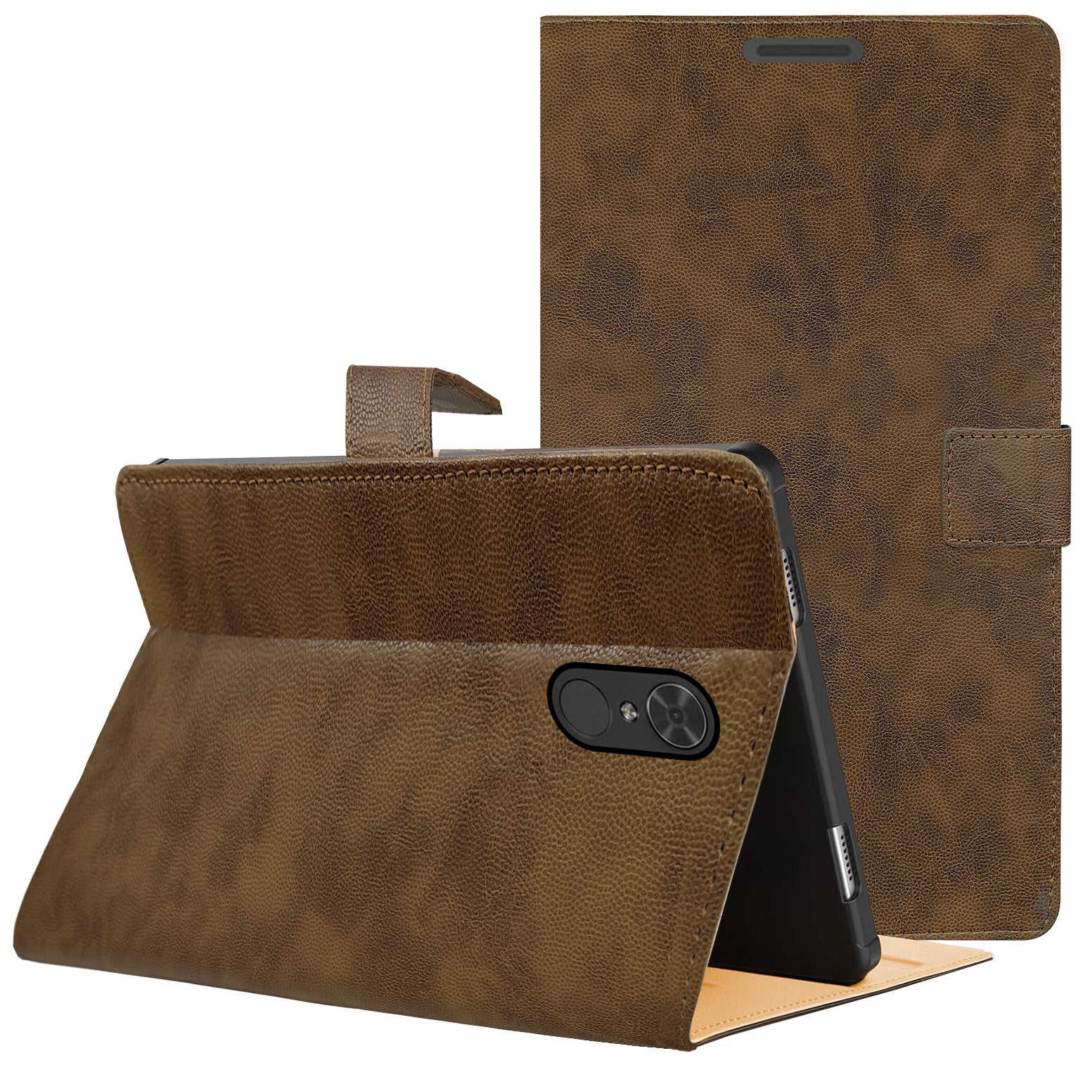 For Lenovo Tab V7 6.95 Inch PB-6505M/6505MC Flip Cover Folio Cover (PU Leather | Multi-Angle Smart Stand | Card Storage Slots | Silicone Back Pouch)