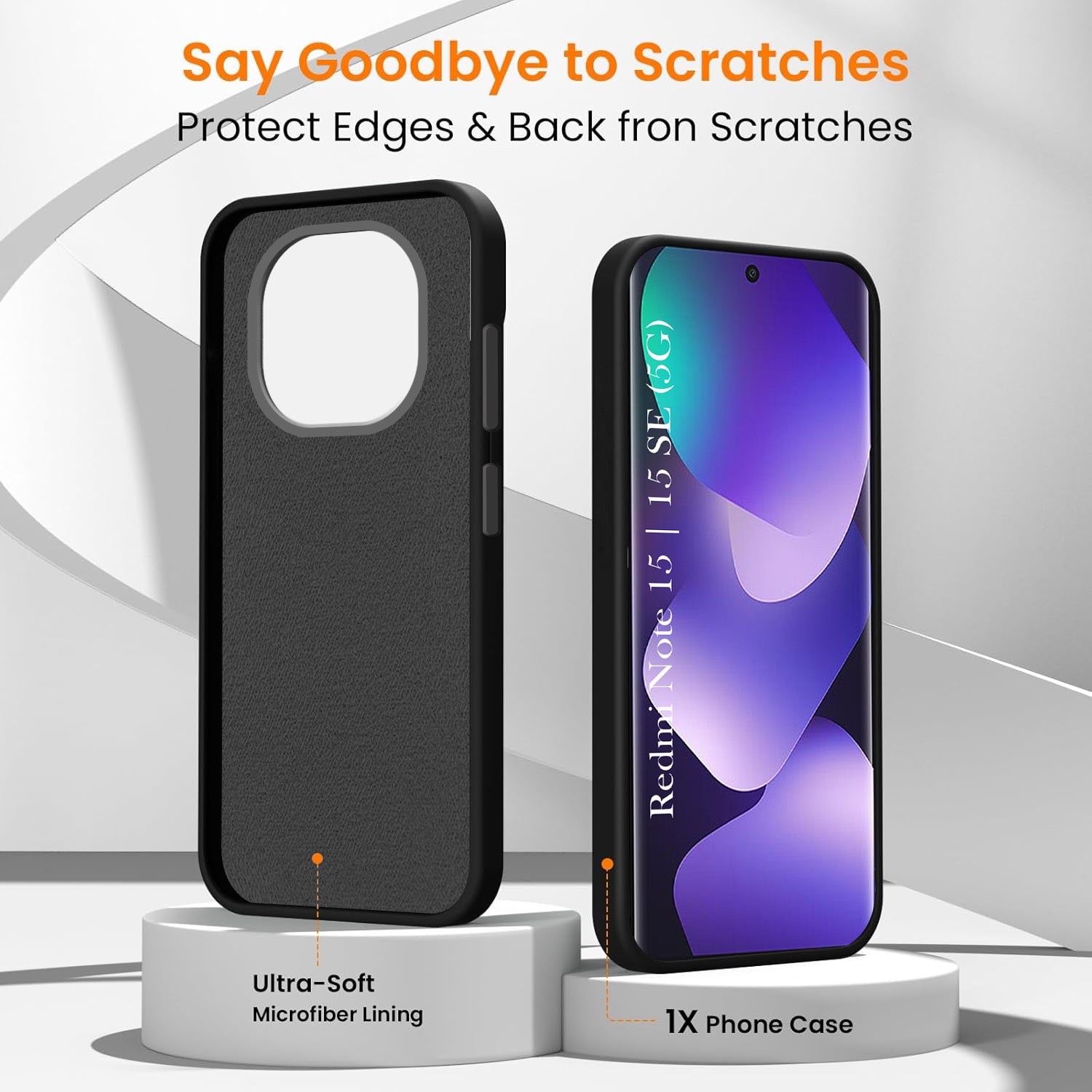 For Redmi note 15 | Redmi note 15 SE (5G) Back Cover Case Rubberised (Textured Grip Design | Micro-Fiber Cloth Inside | Slim and Light Weight | Soft Touch and Feel)