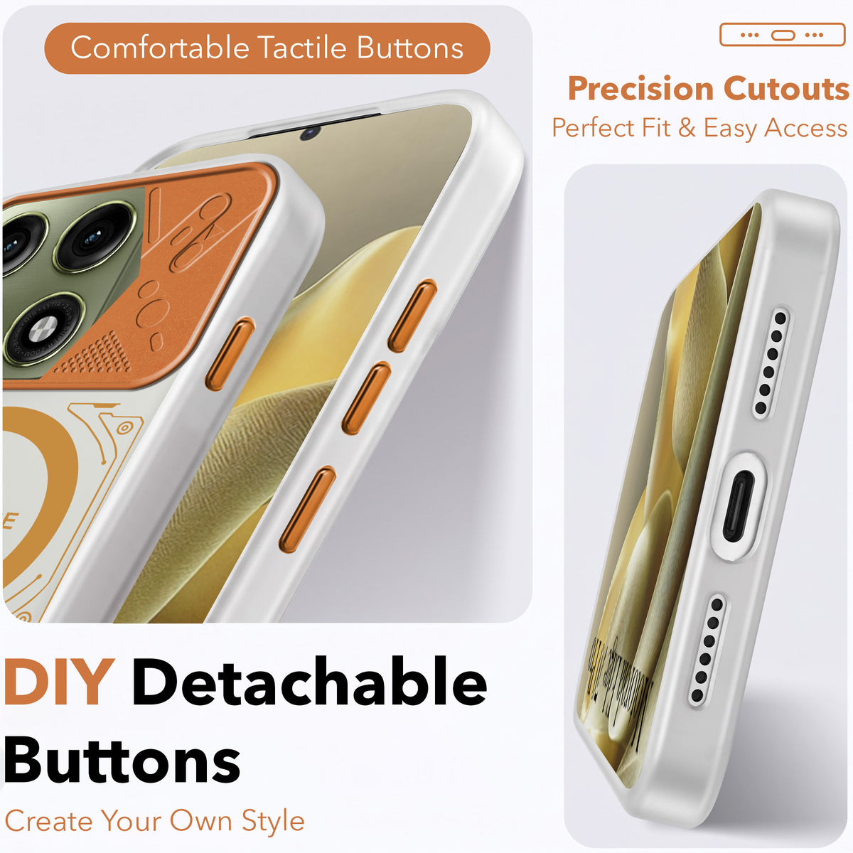 For Motorola Edge 70 Pro | Edge 70 Pro Plus Metallic Back Cover Case (Metallic Camera Protection & Buttons | Translucent Milky Shade | Hard Polycarbonate)