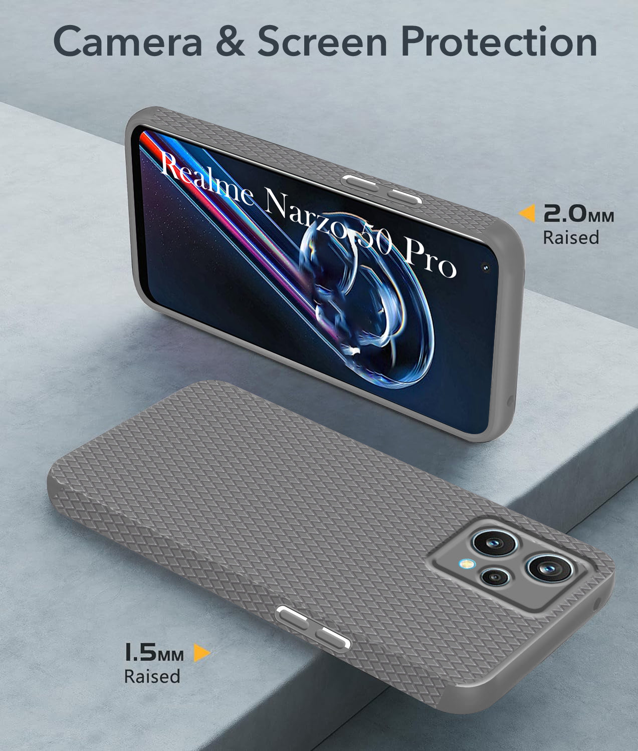 For Realme Narzo 50 Pro Back Cover Case (Liquid Silicone | Side Grip | Camera Protection)