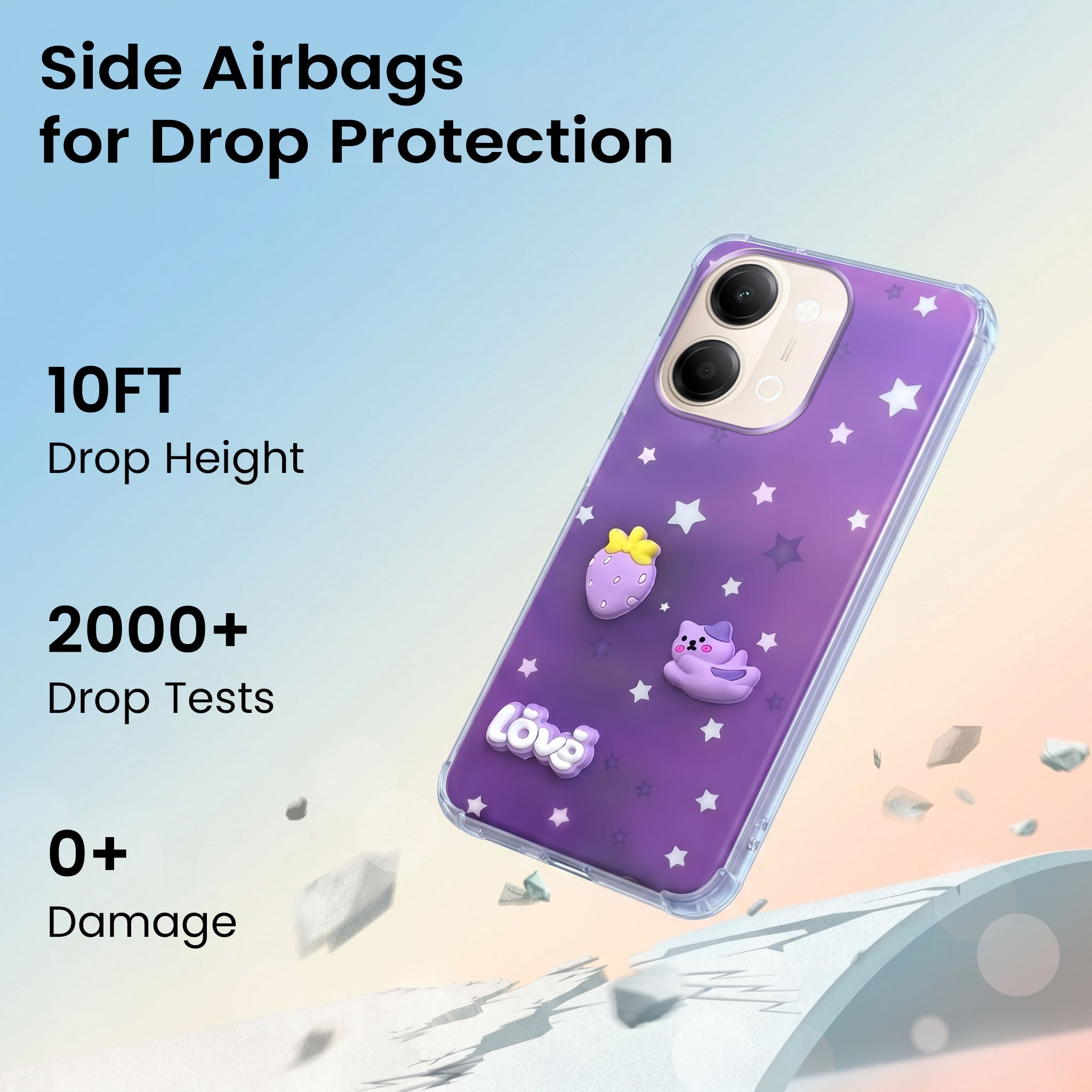 For Vivo Y05 4G Back Cover Case (3D Cute Cartoons | Hard Back Side Soft | Matte Premium Finish | HD Printing)