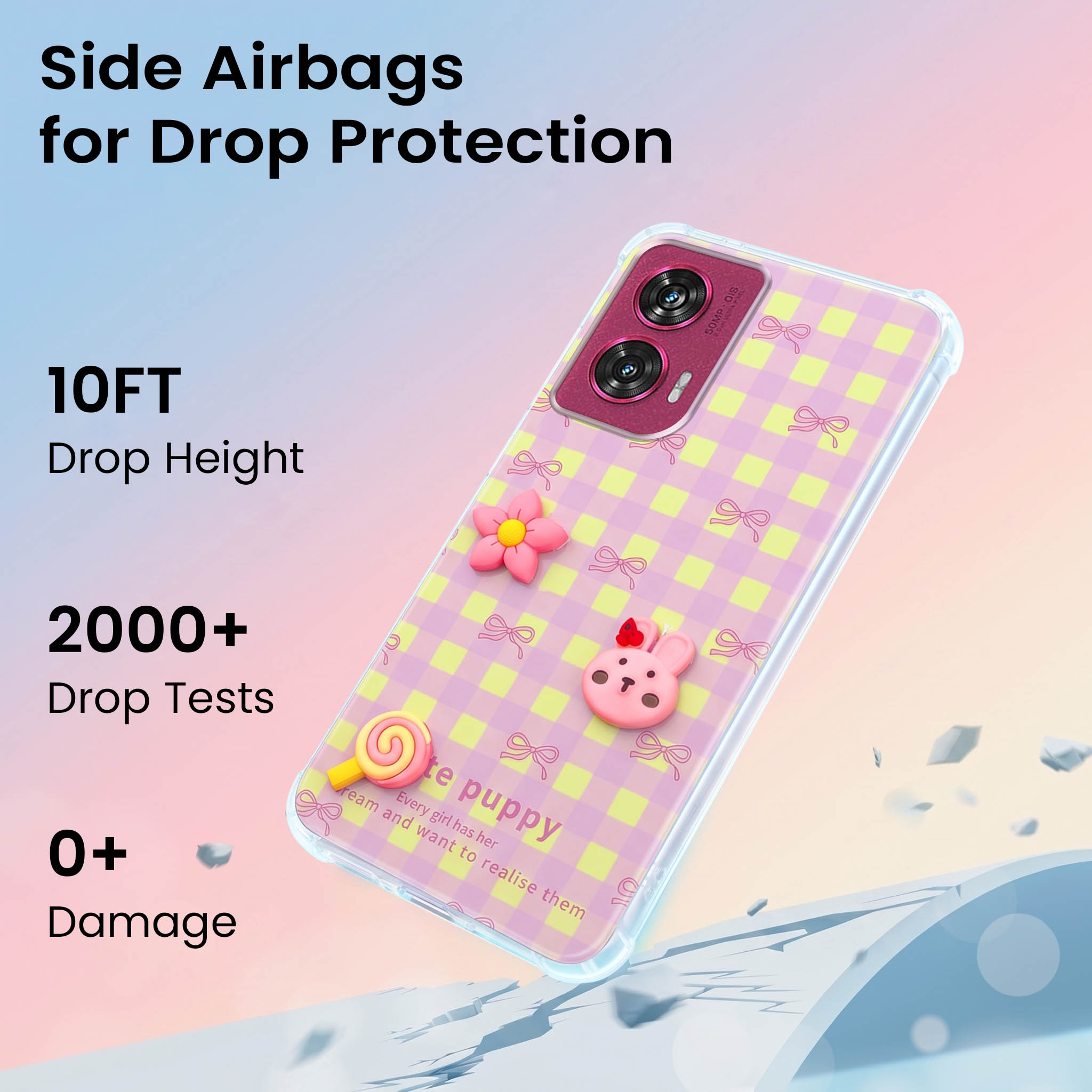 For Motorola Moto Edge 50 Fusion Back Cover Case (3D Cute Cartoons | Hard Back Side Soft | Matte Premium Finish | HD Printing)