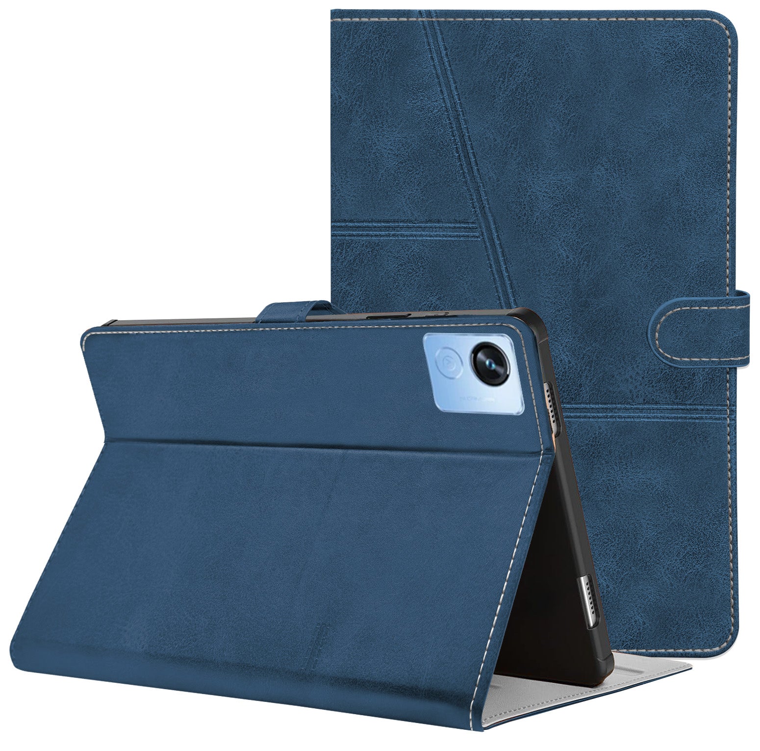 For Realme Pad X 10.95 Inch RMP2107/P2108 Flip Cover Folio Case (PU Leather | Multi-Angle Smart Stand | Card Storage Slots | Silicone Back Pouch)