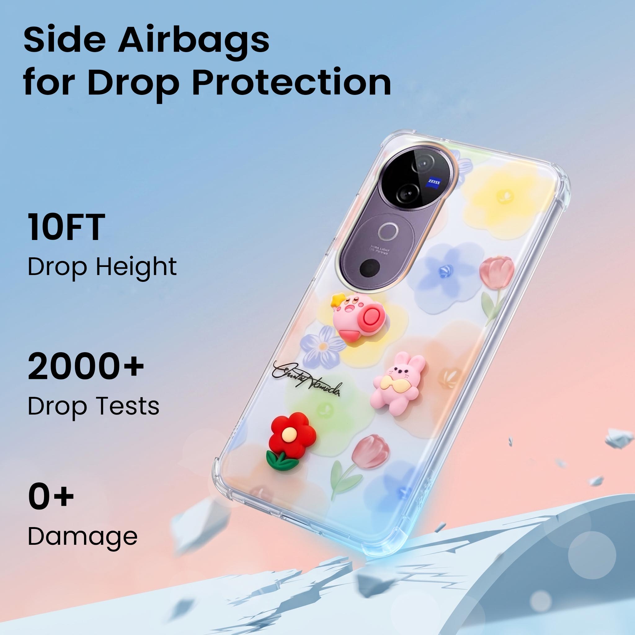For Vivo V40 | Vivo V40 Pro 5G Back Cover Case (3D Cute Cartoons | Hard Back Side Soft | Matte Premium Finish | HD Printing)