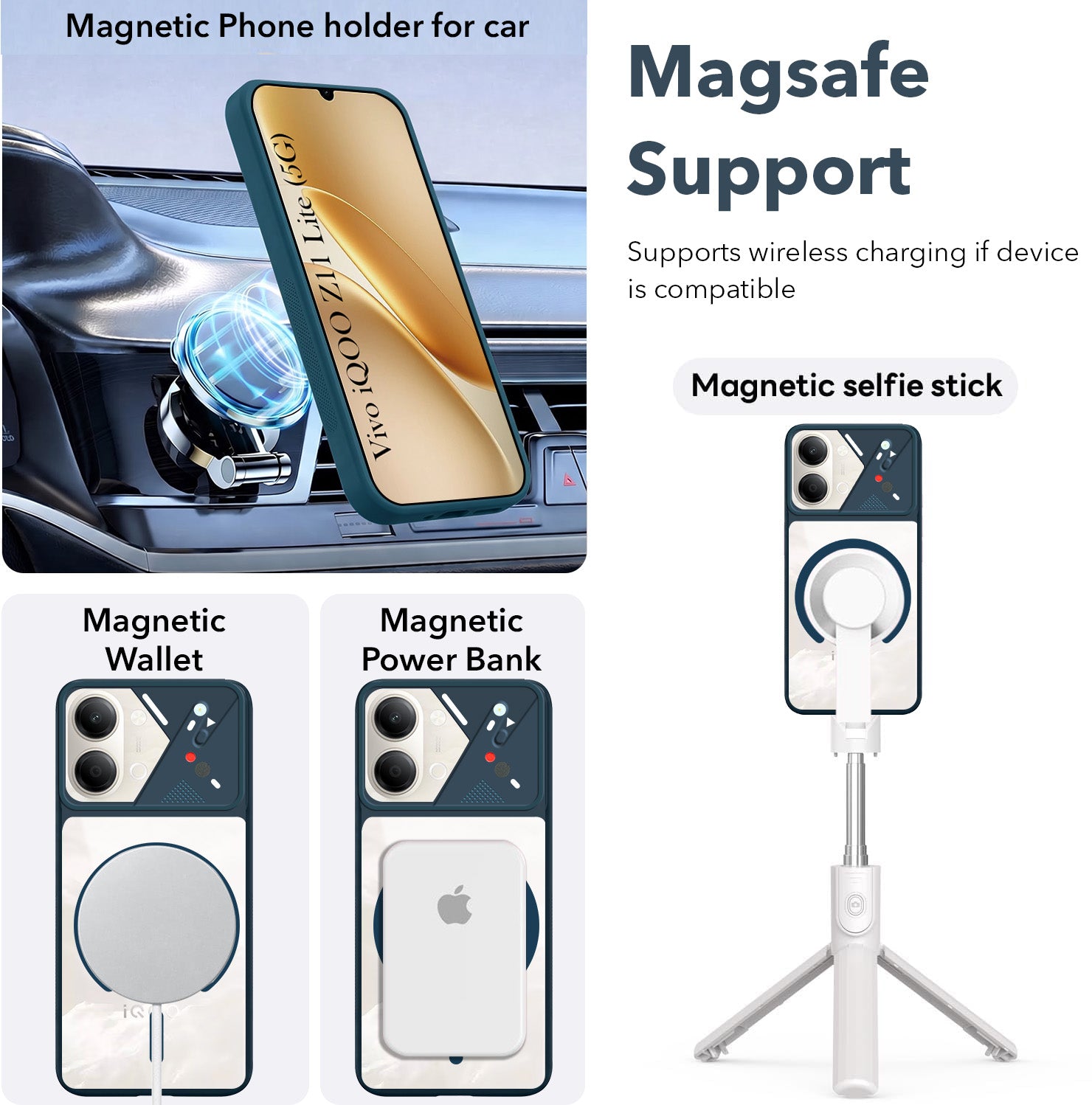 For Vivo iQOO Z11 Lite Back Cover Case Lifetime Anti-Yellow Clear (Camera Protection | Side Grip | Wireless MagSafe Compatible)