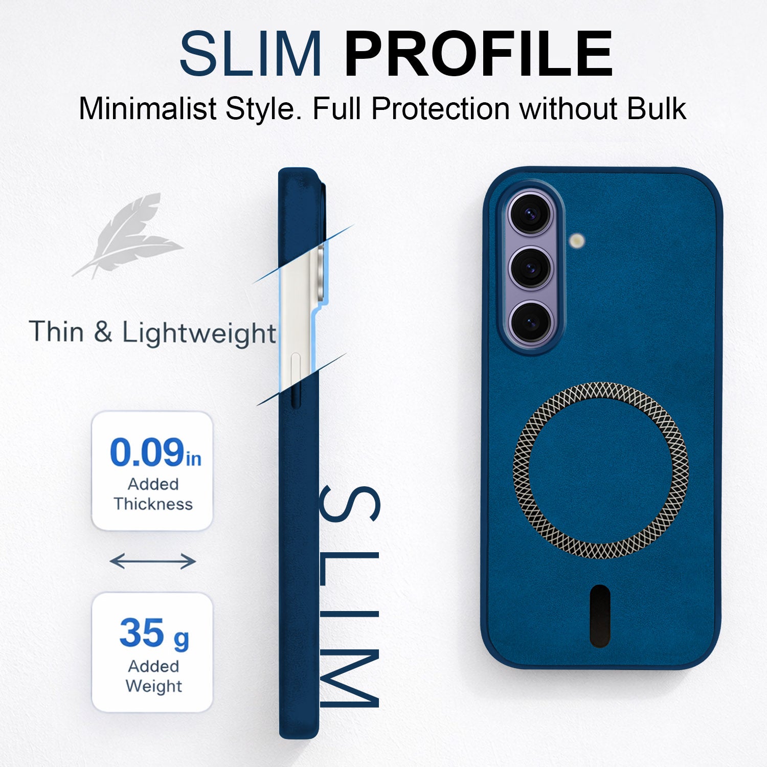 For Samsung Galaxy S24 Back Cover Case (Sleek Leather Finish | MagSafe Compatible Wireless Charging | Camera Bump Protection)