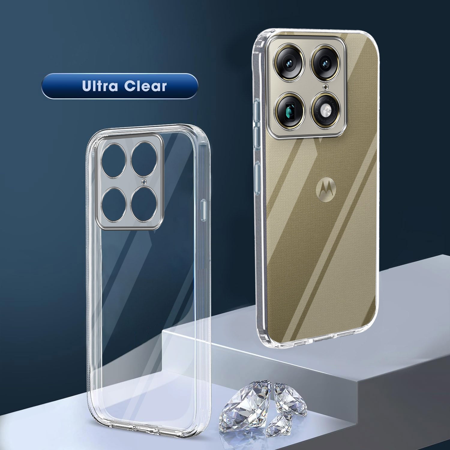For Motorola Signature 5G Back Cover Case Silicone (Clear Shockproof Case with Camera Protection | Soft and Flexible | Transparent)