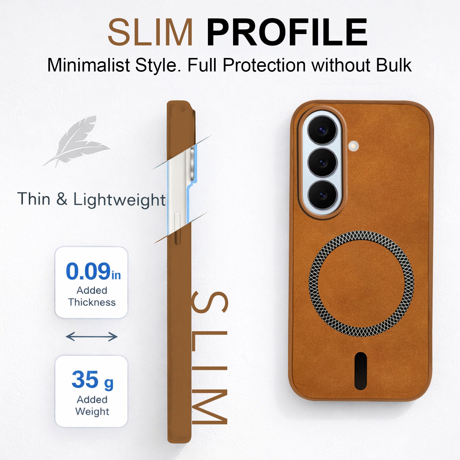 For Samsung Galaxy S26 5G Back Cover Case Leather Finish (MagSafe Compatible Wireless Charging | Soft Touch | Camera Bump Protection)