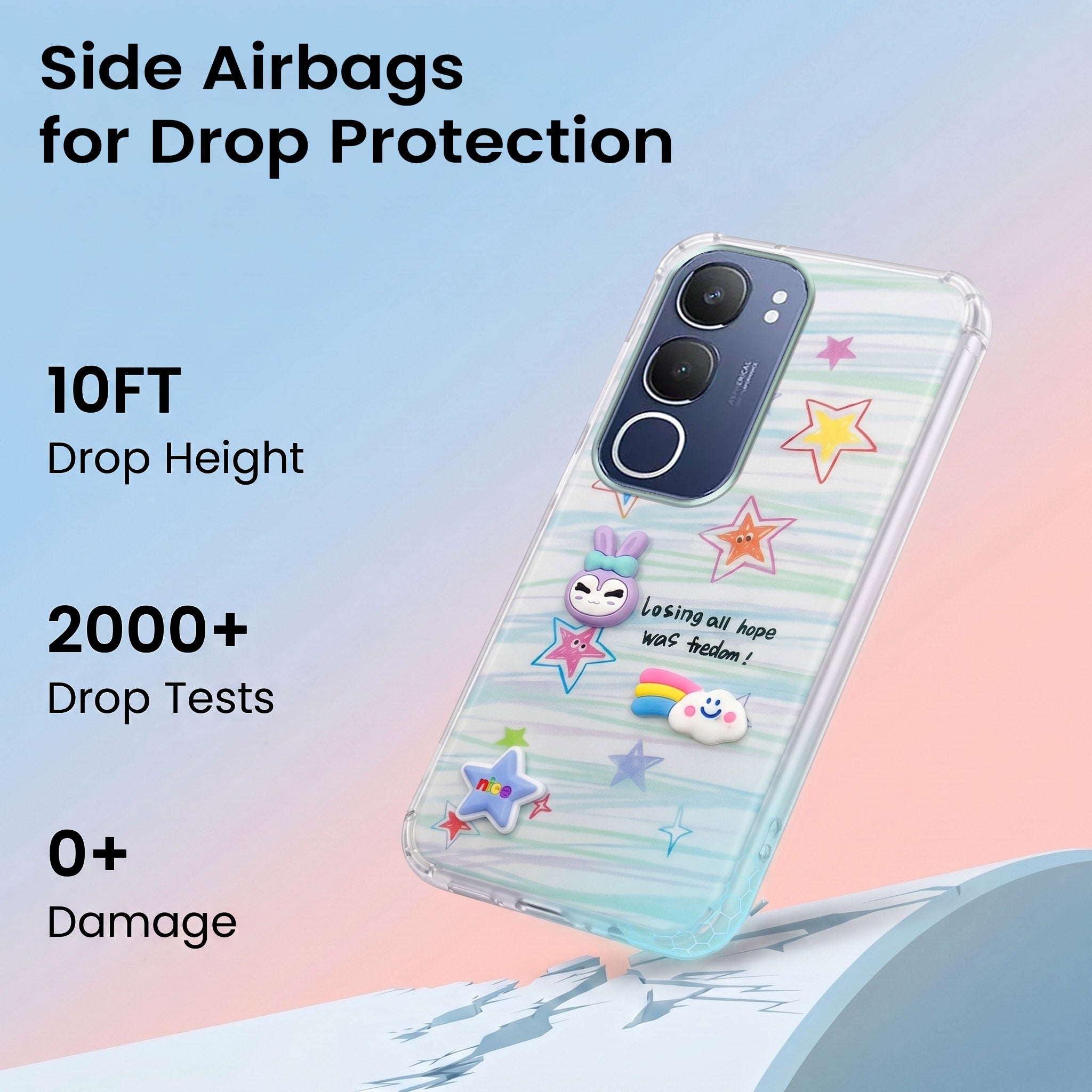 For Vivo Y29 Back Cover Case (3D Cute Cartoons | Hard Back Side Soft | Matte Premium Finish | HD Printing)