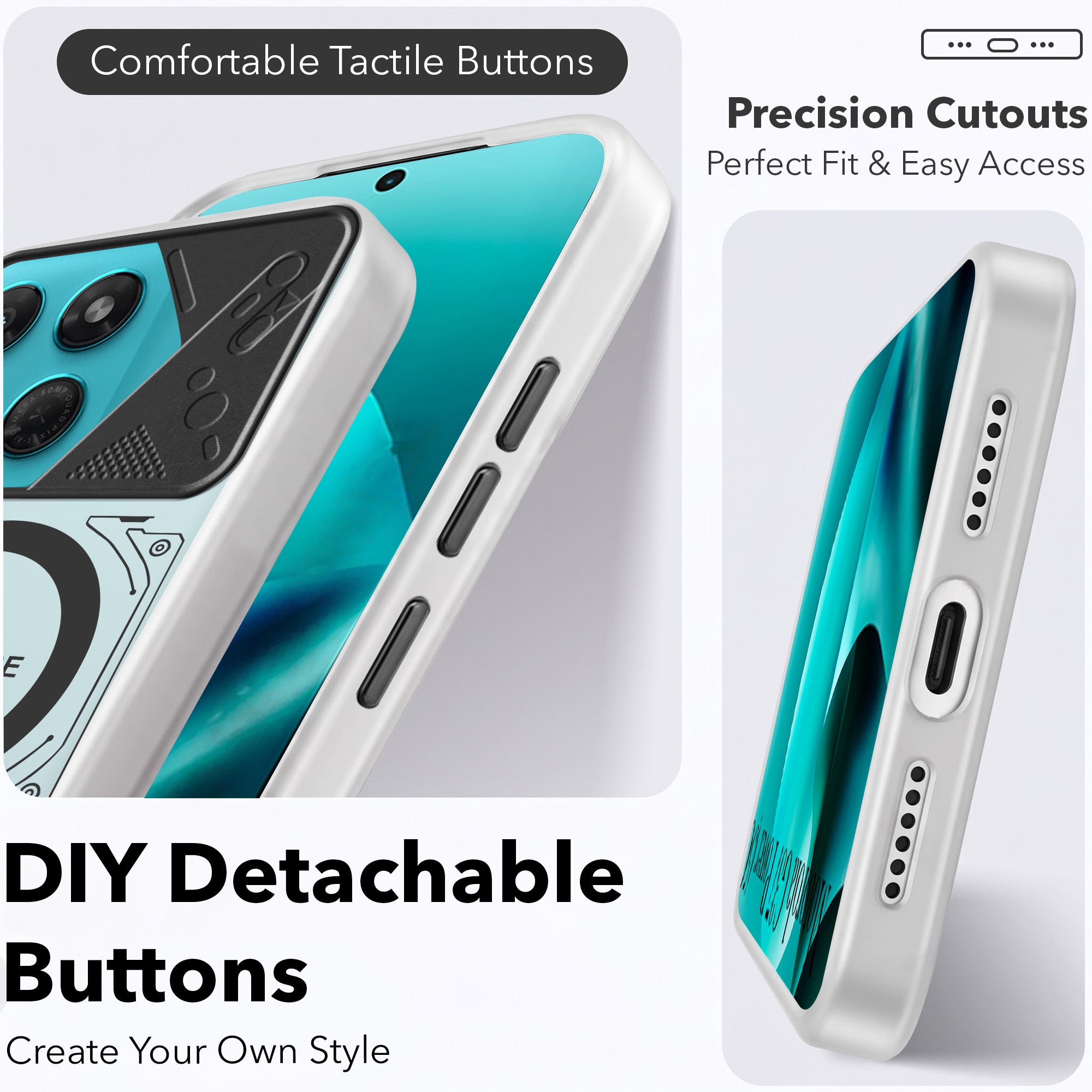 For Motorola Moto G37 Power Metallic Back Cover Case (Metallic Camera Protection & Buttons | Translucent Milky Shade | Hard Polycarbonate)
