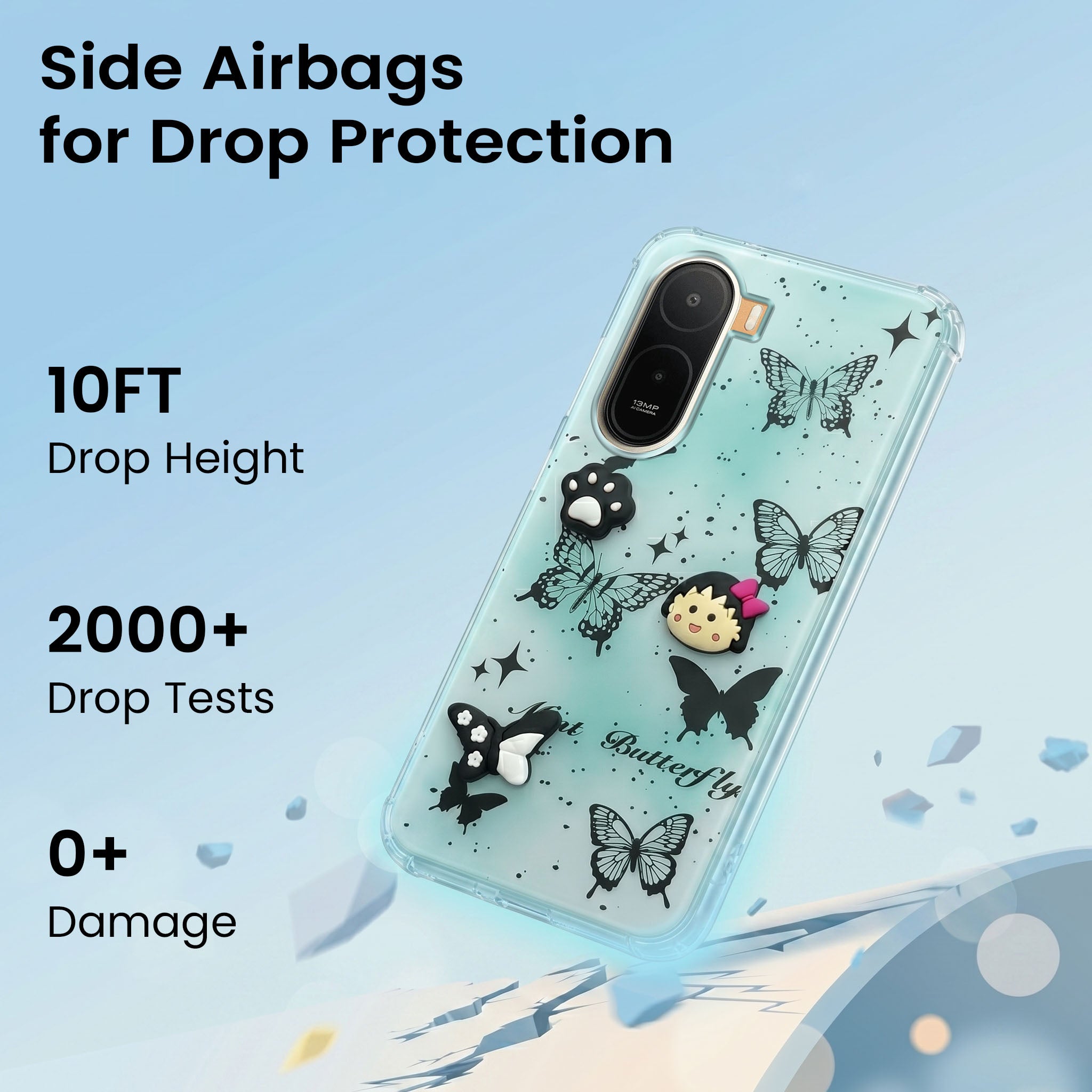 For Redmi A7 Pro 5G Back Cover Case (3D Cute Cartoons | Hard Back Side Soft | Matte Premium Finish | HD Printing)