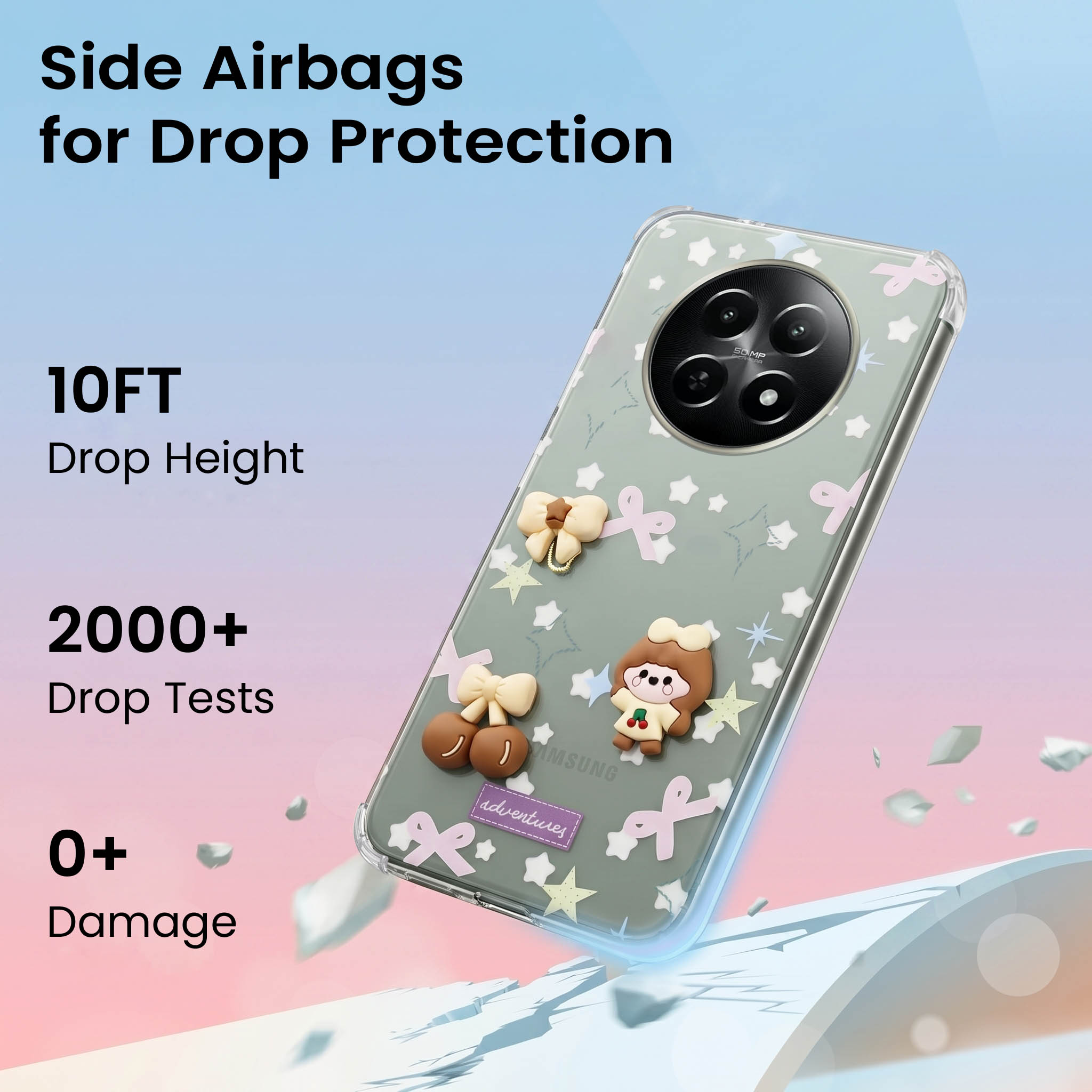 For Realme Narzo 70x 5G Back Cover Case (3D Cute Cartoons | Hard Back Side Soft | Matte Premium Finish | HD Printing)