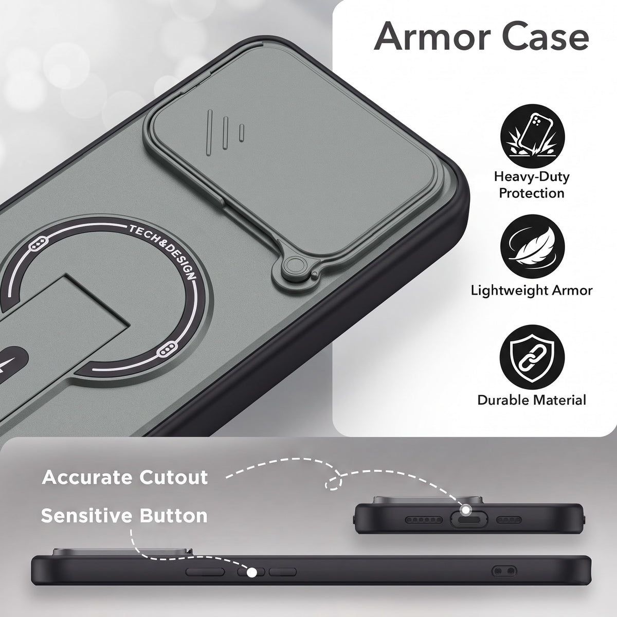 For Google Pixel 11 Back Case Cover Metallic (Hybrid Armor Kickstand | Sliding Shutter Camera Protection | MagSafe Compatible)