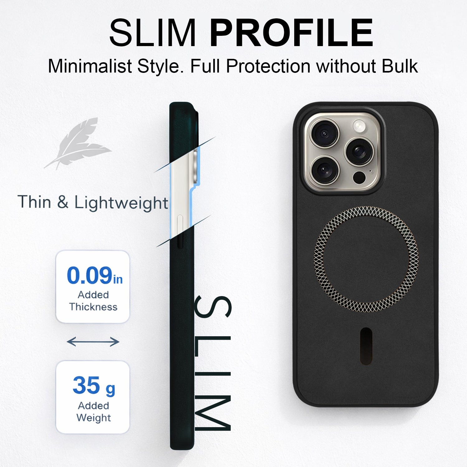For Apple iPhone 15 Pro Max Back Cover Case (Sleek Leather Finish | MagSafe Compatible Wireless Charging | Camera Bump Protection)