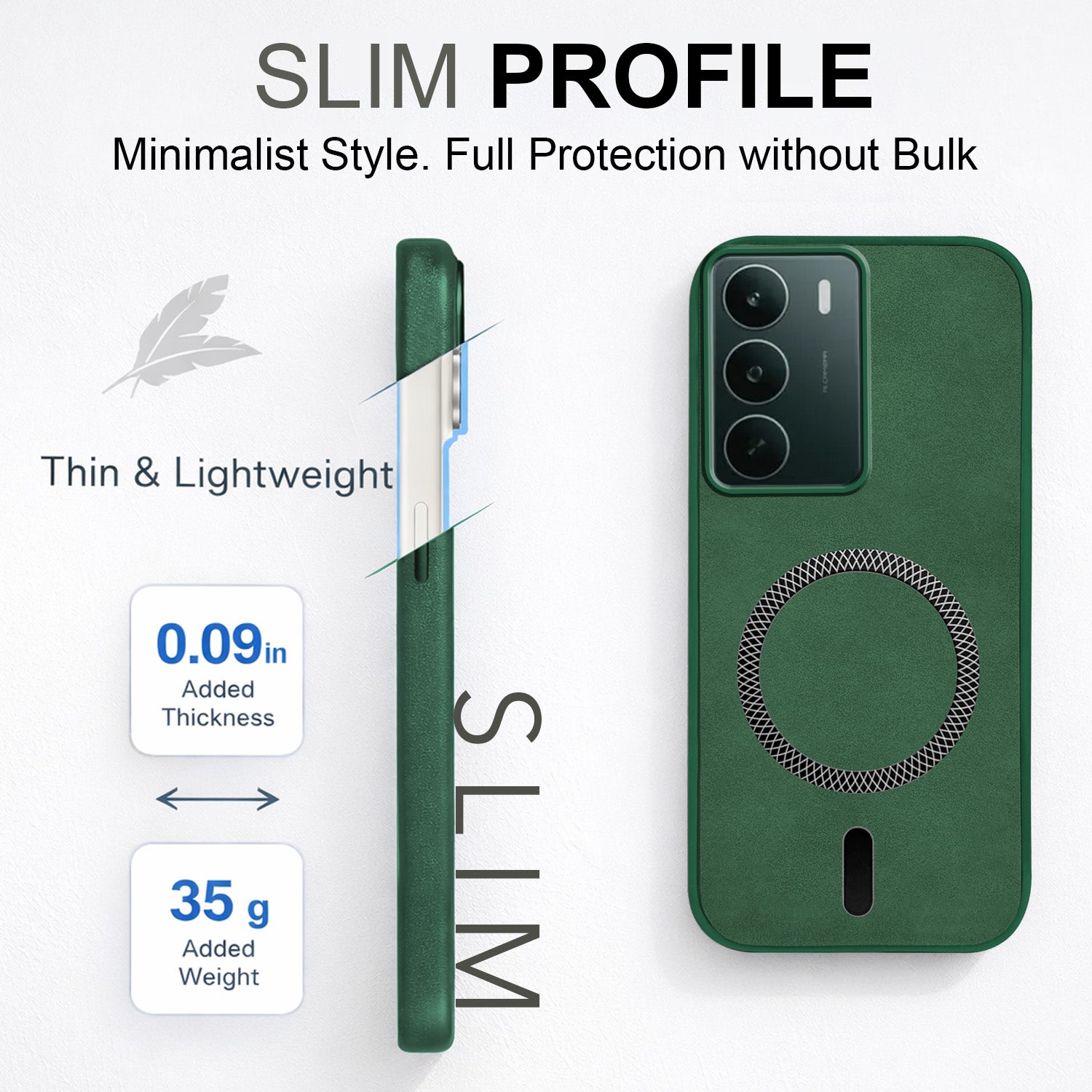 For Realme C75 5G Back Cover Case Leather Finish (MagSafe Compatible Wireless Charging | Soft Touch | Camera Bump Protection)