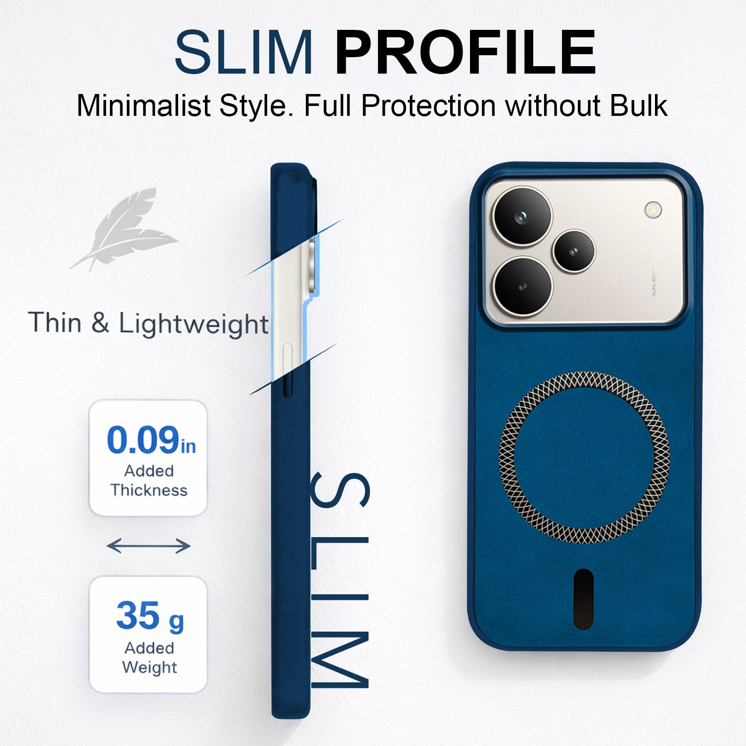 For Realme P4 Pro Back Cover Case Leather Finish (MagSafe Compatible Wireless Charging | Soft Touch | Camera Bump Protection)