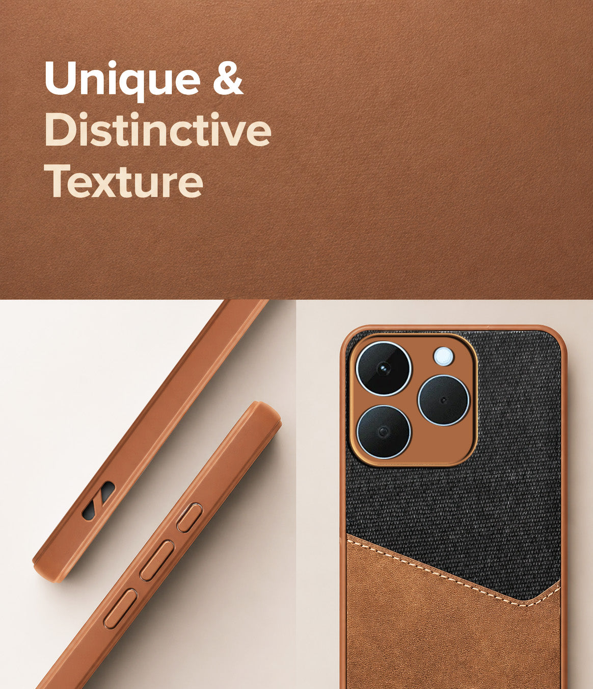 For Realme 15T | Realme Narzo 90 Back Cover Case (Dual PU Leather Stitch | Professional Minimalist | Soft and Flexible)
