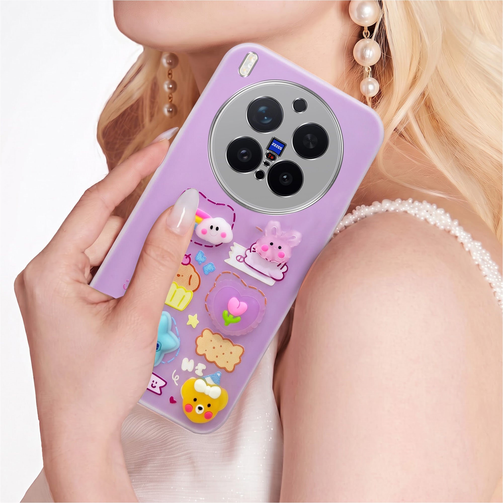 For Vivo X300 Pro Back Cover Case (3D Cute Cartoons | Hard Back Side Soft | Matte Premium Finish | HD Printing)