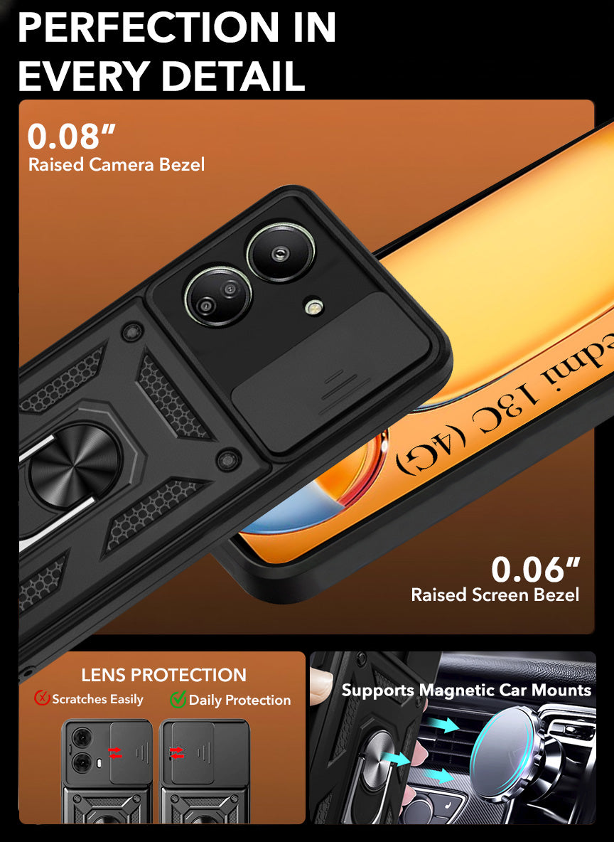 For Redmi 13C 4G Back Cover Case (Hybrid Dual Armor Polycarbonate)