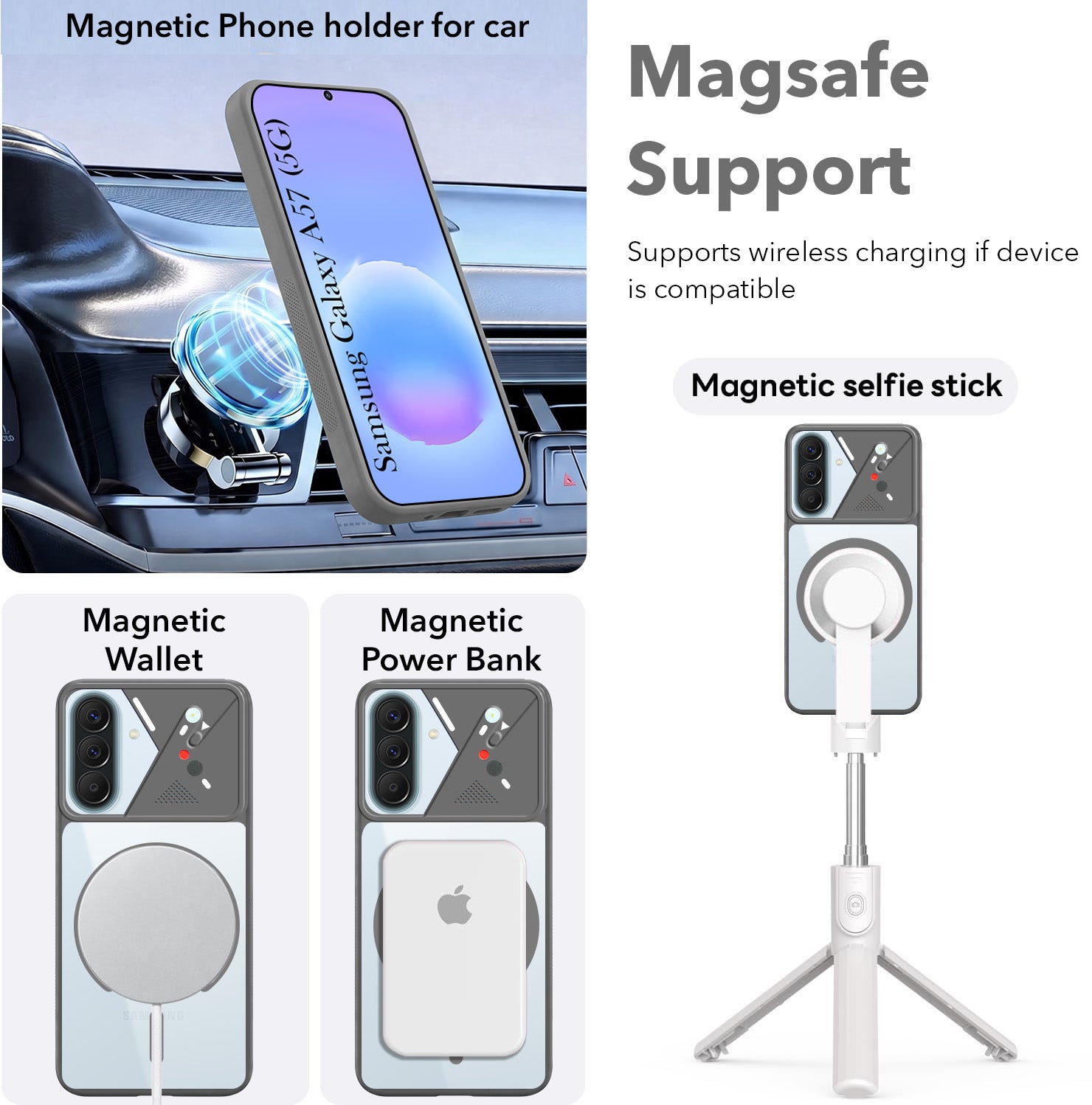 For Samsung Galaxy A57 5G Back Cover Case Lifetime Anti-Yellow Clear (Camera Protection | Side Grip | Wireless MagSafe Compatible)